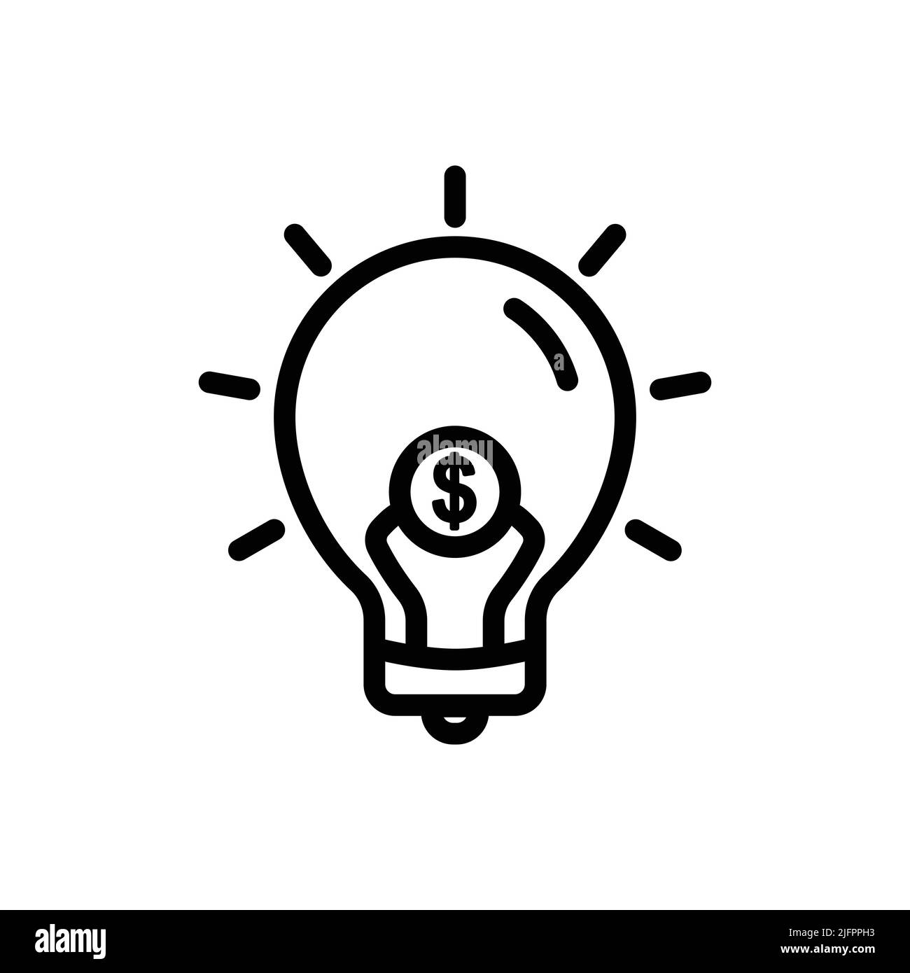 Icona lampadina con dollaro. Adatto per l'imprenditore icona, business. Linea icona stile. Design semplice modificabile Illustrazione Vettoriale