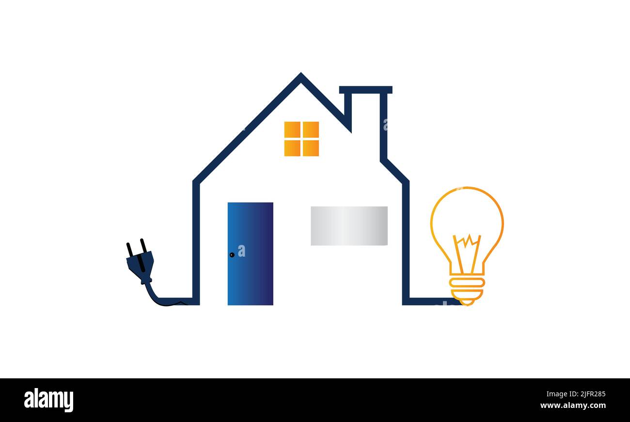 House of Lamp Logo Design isolato in Casa. Modello del logo della lampada. Design moderno. Logo piatto. Illustrazione vettoriale Illustrazione Vettoriale