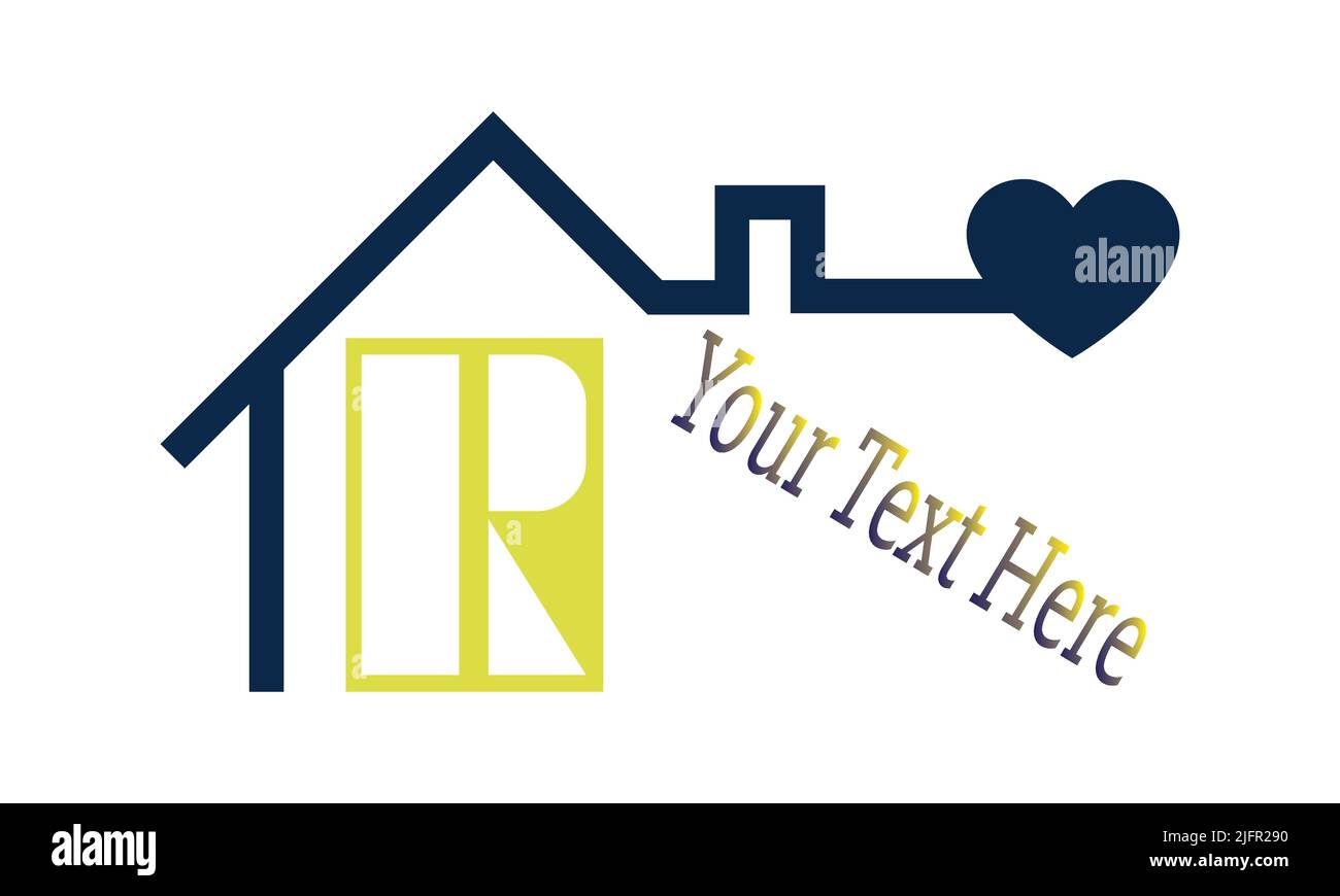 Modello logo Love Home con IR, iniziali RI Illustrazione Vettoriale