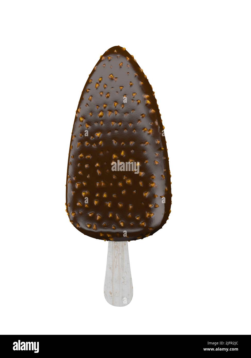 3D illustrazione della barra del gelato al cioccolato con le noci isolate su sfondo bianco, percorso di lavoro o percorso di taglio incluso Foto Stock