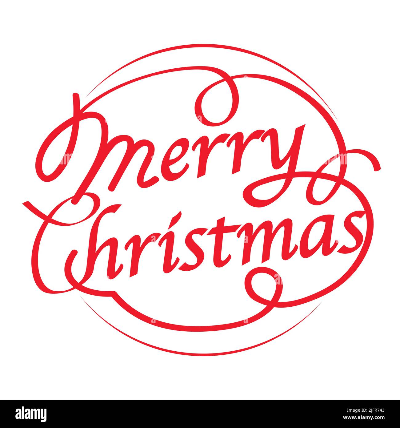 Allegro logo di Natale. Logo decorativo rosso con disco oscillante isolato su sfondo bianco. Illustrazione vettoriale. Illustrazione Vettoriale