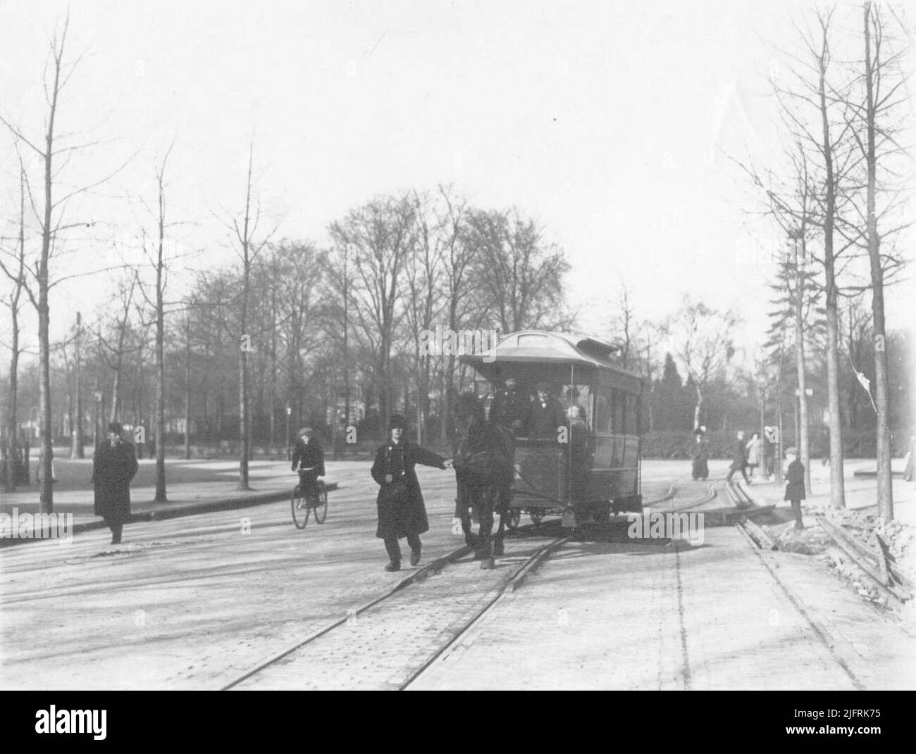 Il tram a cavallo. Foto Stock