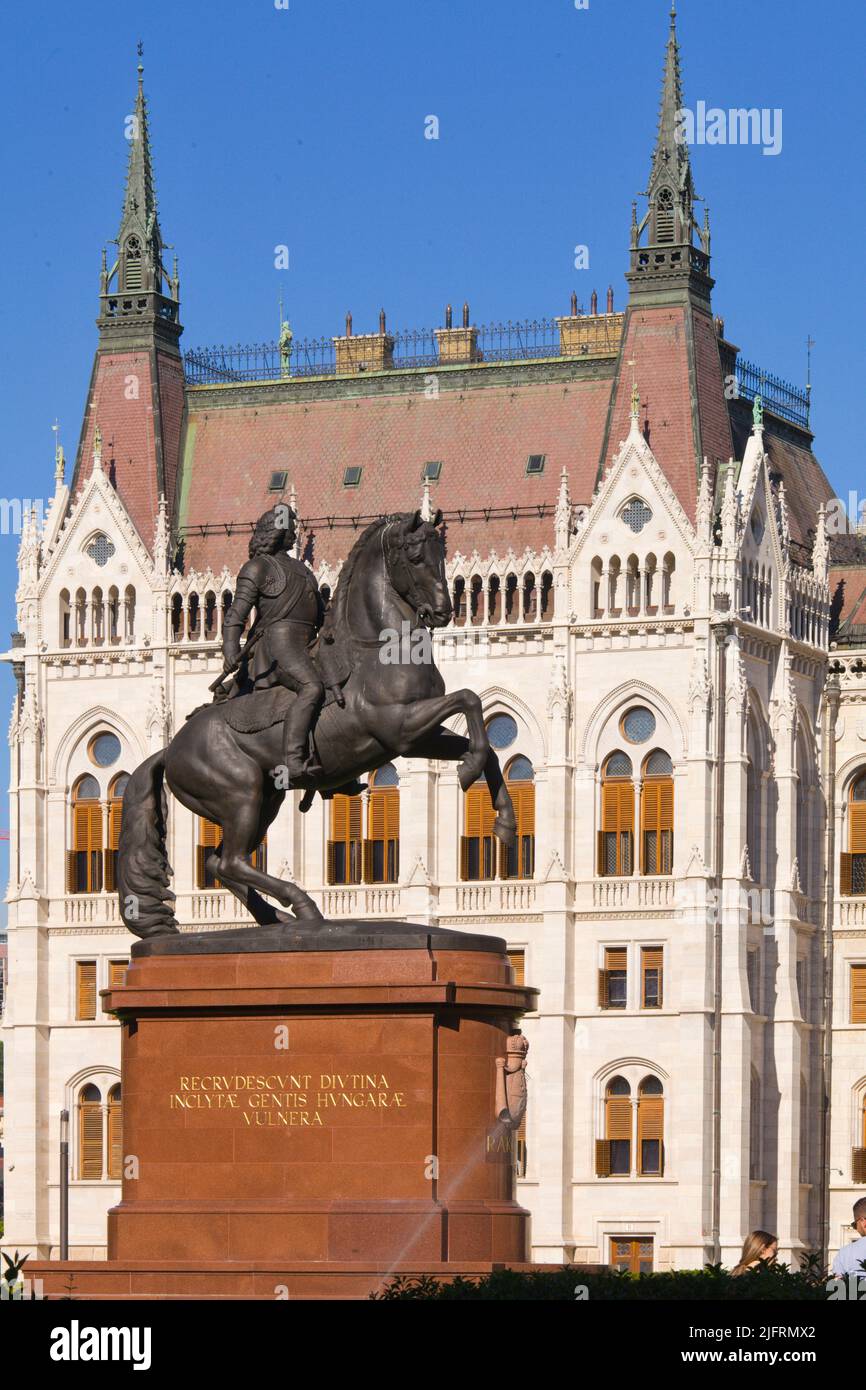 Ungheria, Budapest, Parlamento, II Rakoczi Ferenc, statua, Foto Stock