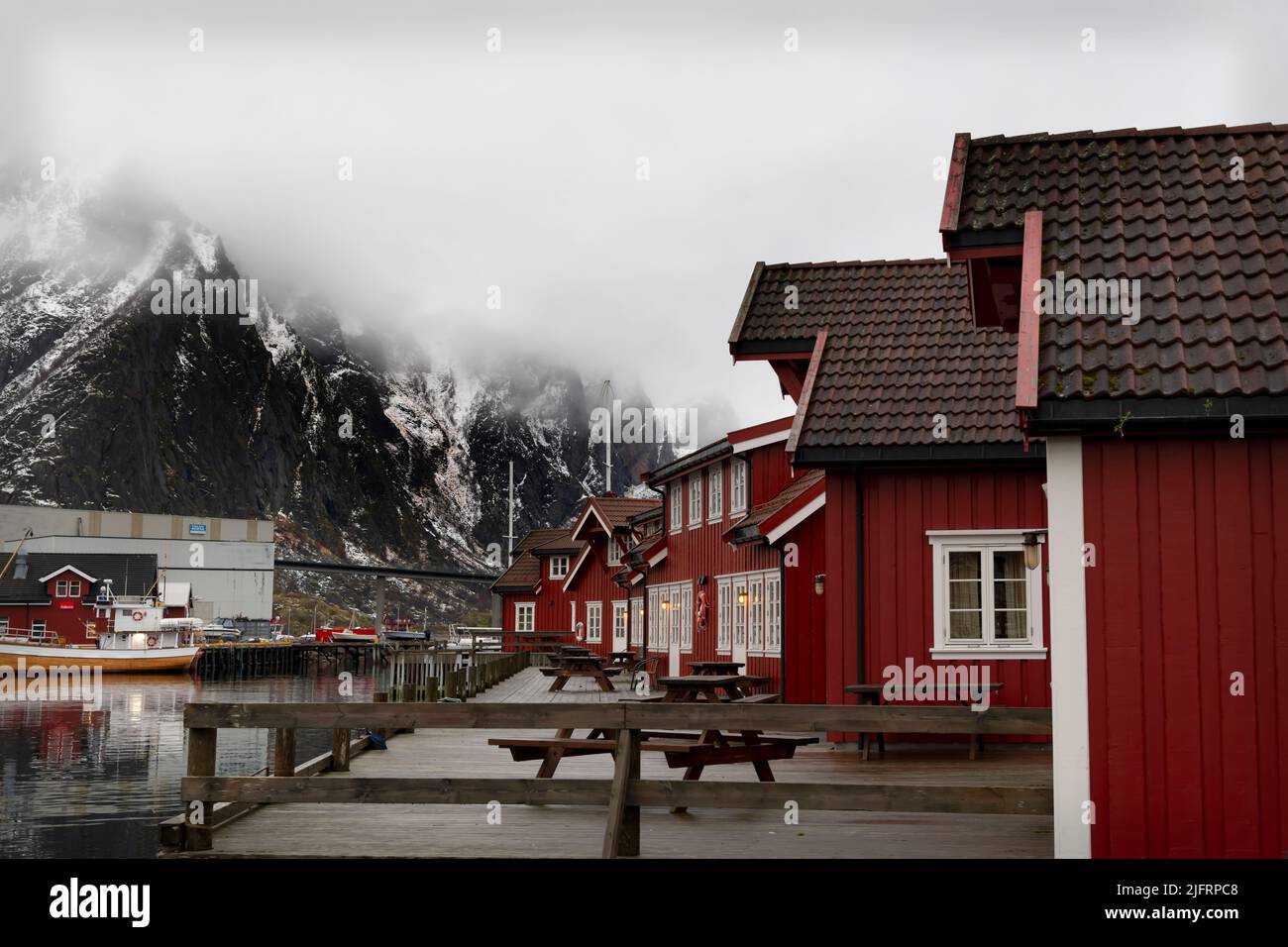 Alloggi locali, Svolvaer (Svolvær), Reine, Isole Lofoten, Norvegia Foto Stock