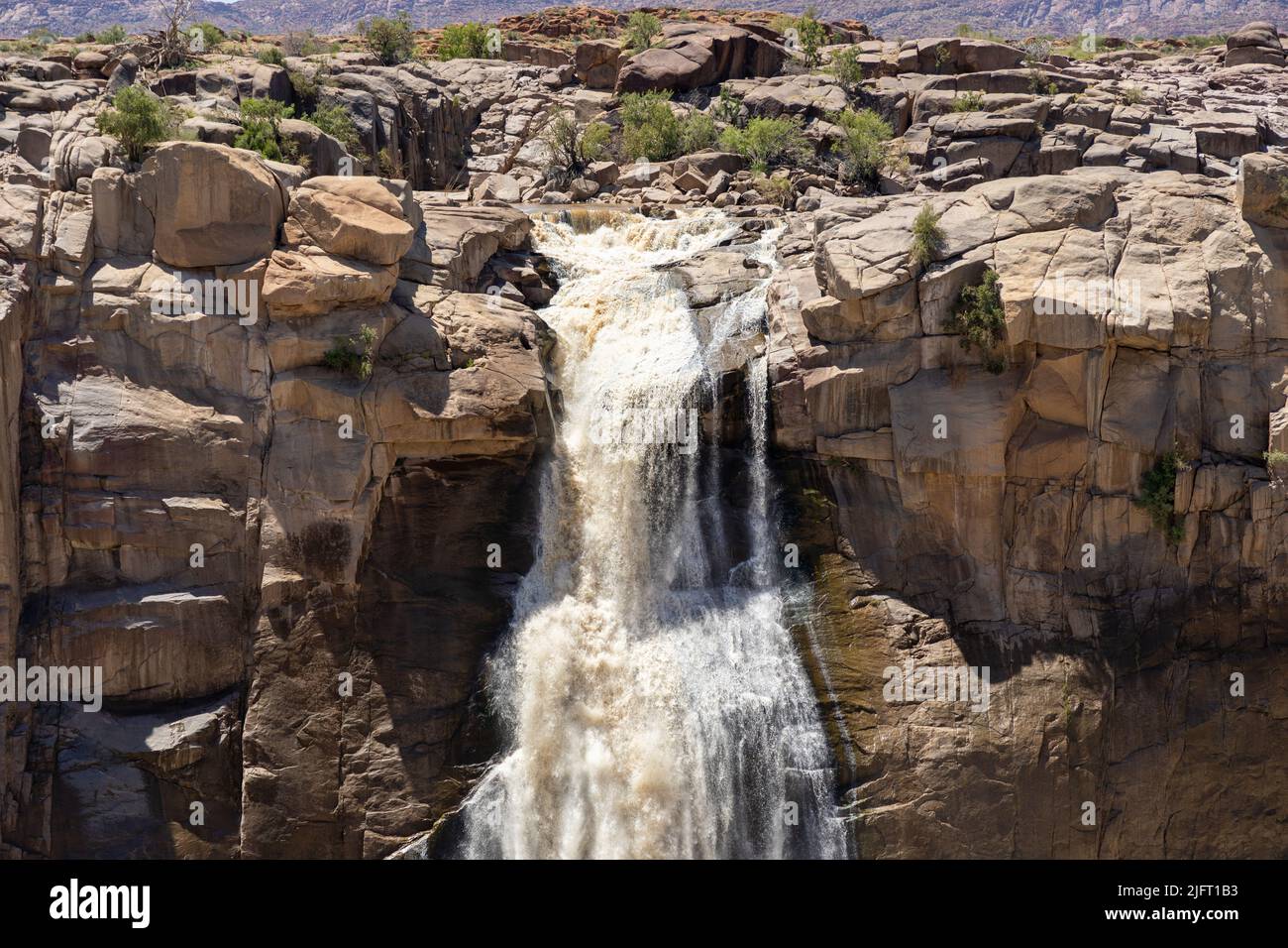 Parte superiore della cascata più piccola alla cascata Augrabies nella Provincia del Capo Settentrionale del Sud Africa Foto Stock