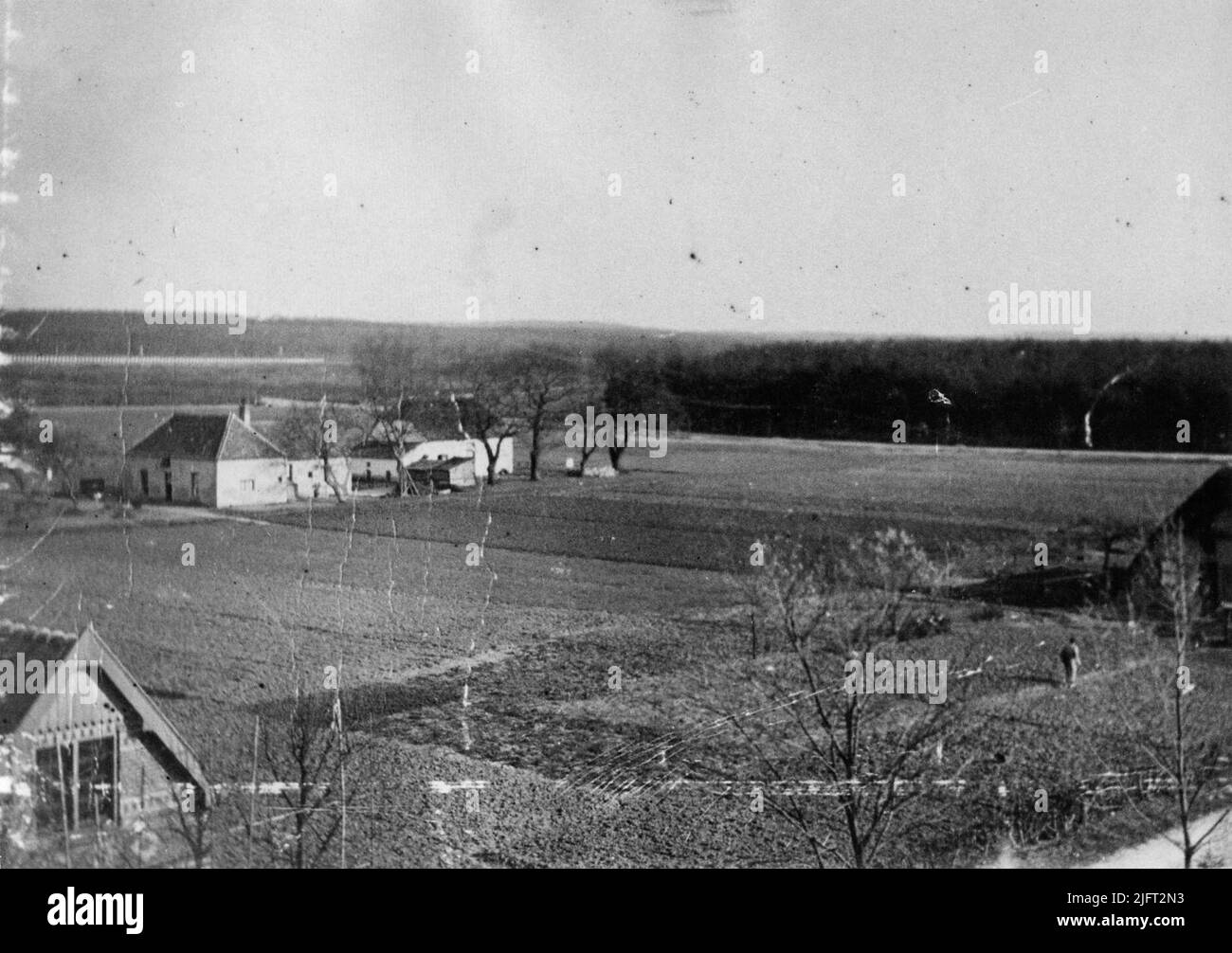 Dintorni rurali del 'Heyendaalscheweg', prima metà del 1920s, visto da Klooster Bakkenstein. Sullo sfondo a destra, diagonale, di fronte al bordo della foresta, la strada divisoria Foto Stock