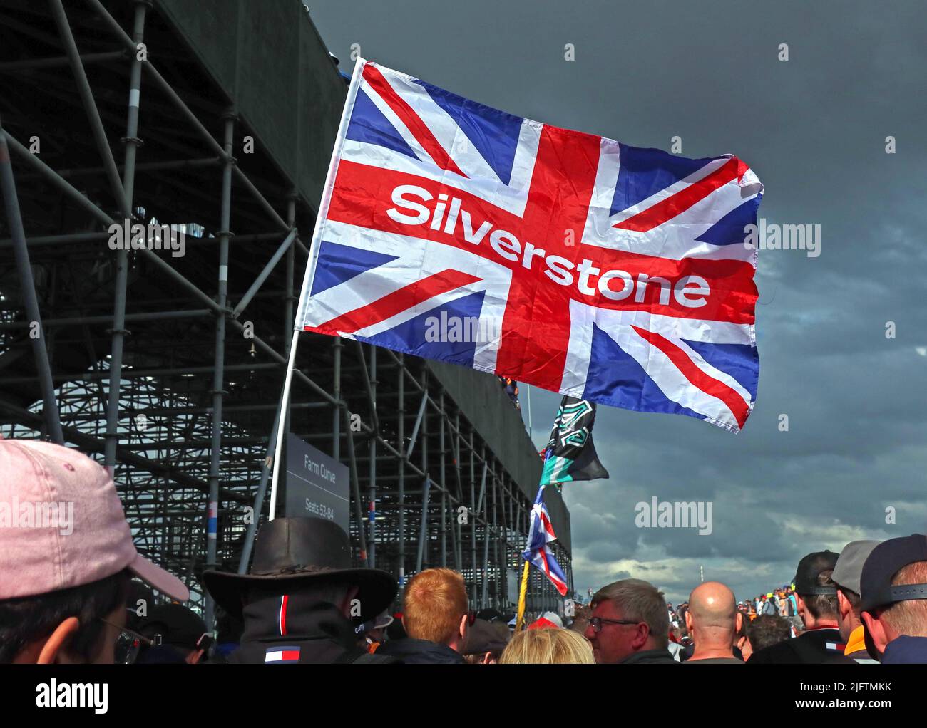 Bandiera di Silverstone, circuito di Silverstone, villaggio di Silverstone, Towcester, Northamptonshire, INGHILTERRA, REGNO UNITO, NN12 8TN Foto Stock
