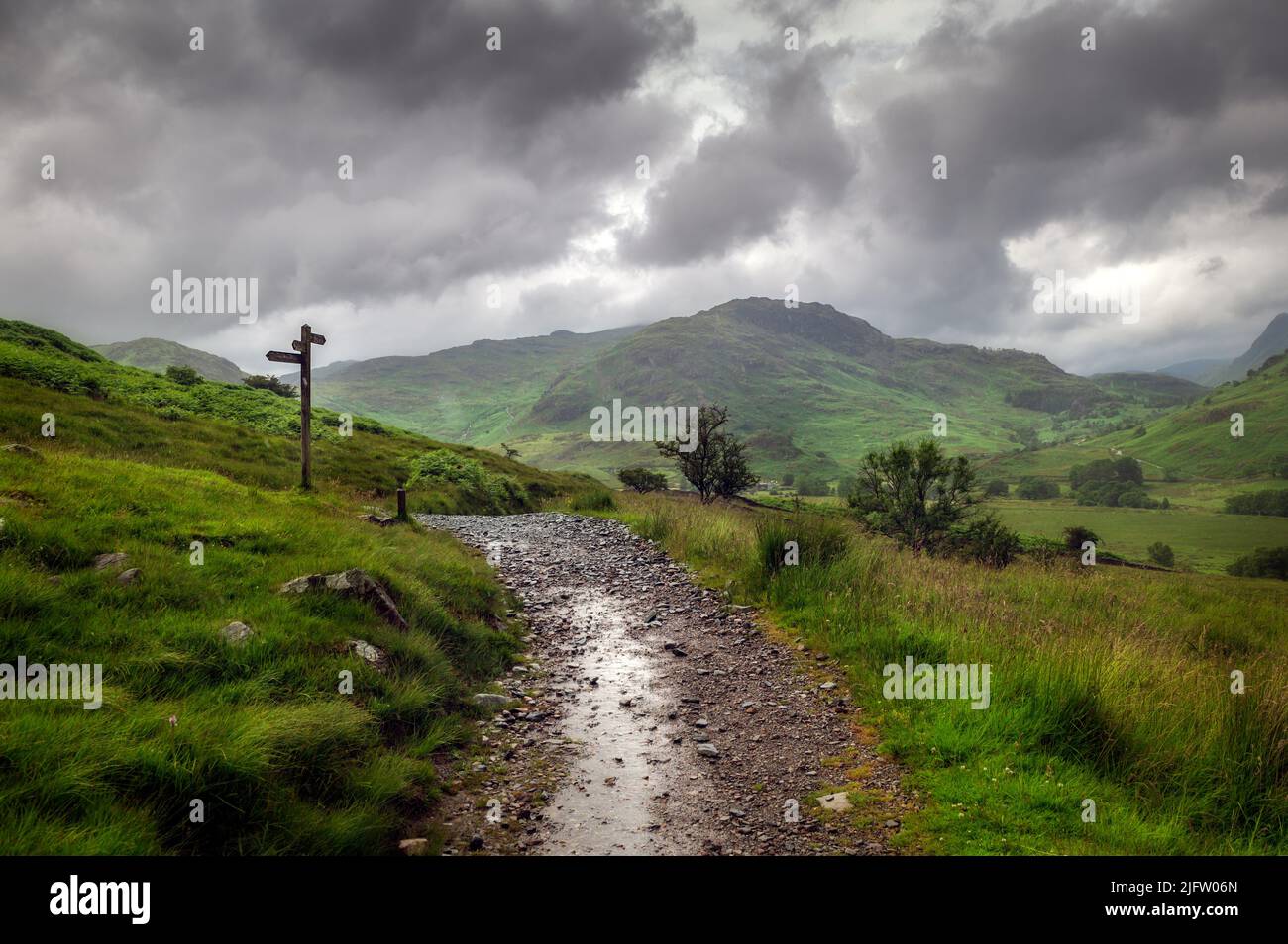 Il percorso Old Miners da Little langdale al Greenburn Vally, Cumbria Foto Stock