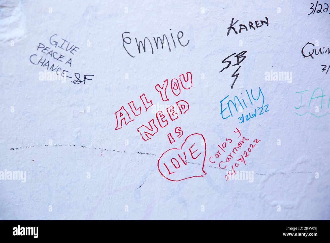 Graffiti fuori dagli Abbey Road Studios di Londra. Foto Stock