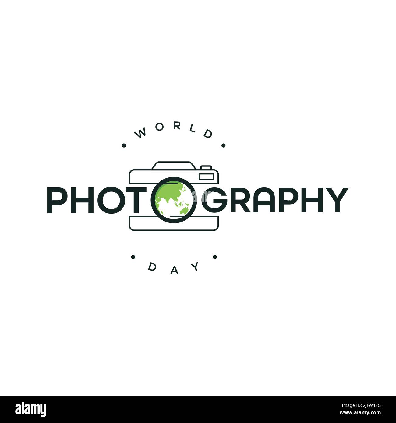 Lettera emblema World Photography Day sfondo vettoriale. Illustrazione vettoriale EPS.8 EPS.10 Illustrazione Vettoriale