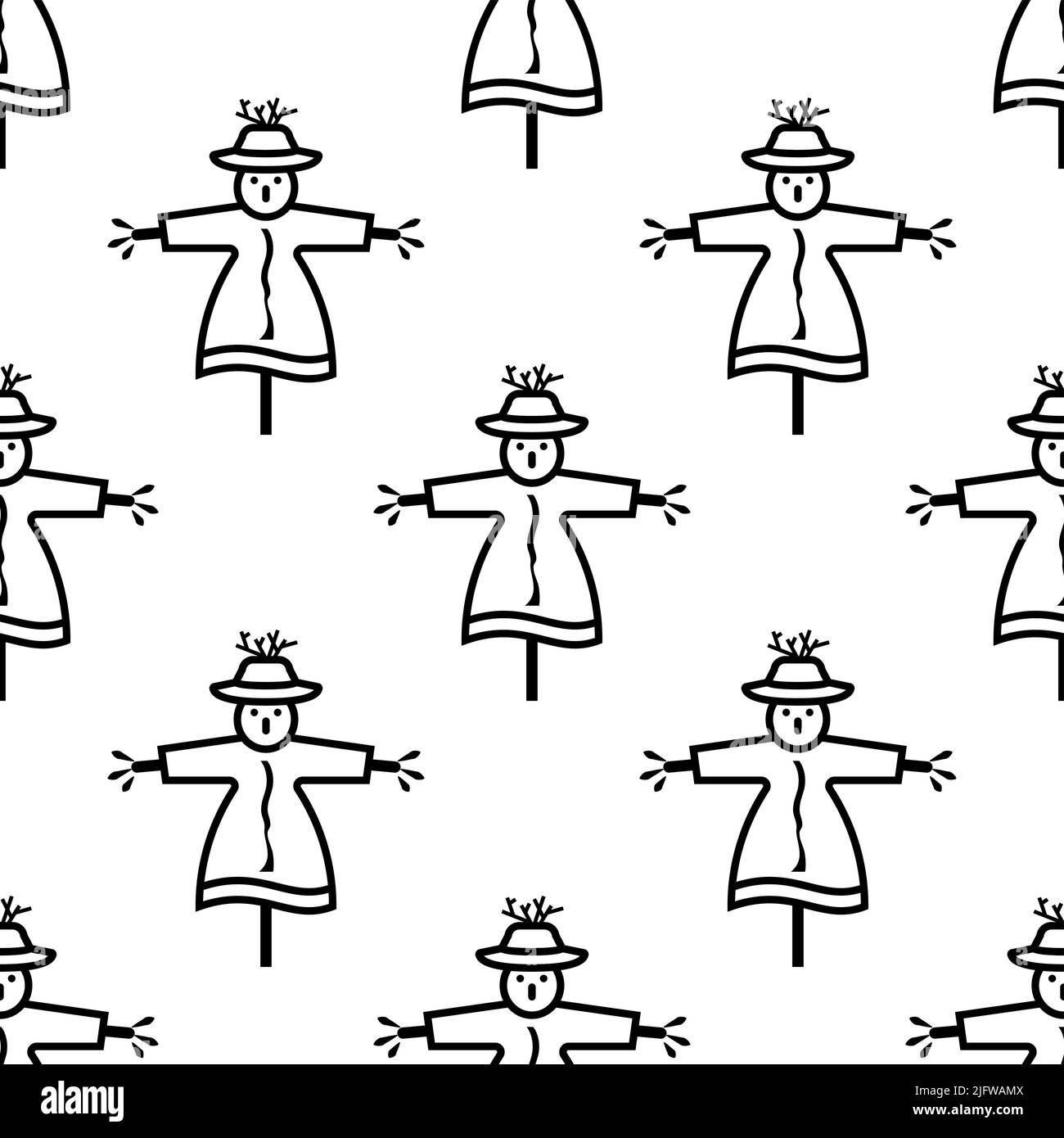 Icona di Scarecrow senza giunture Pattern, Mannequin, Decoy Shape of A Human to spare Birds from Fields Vector Art Illustration Illustrazione Vettoriale