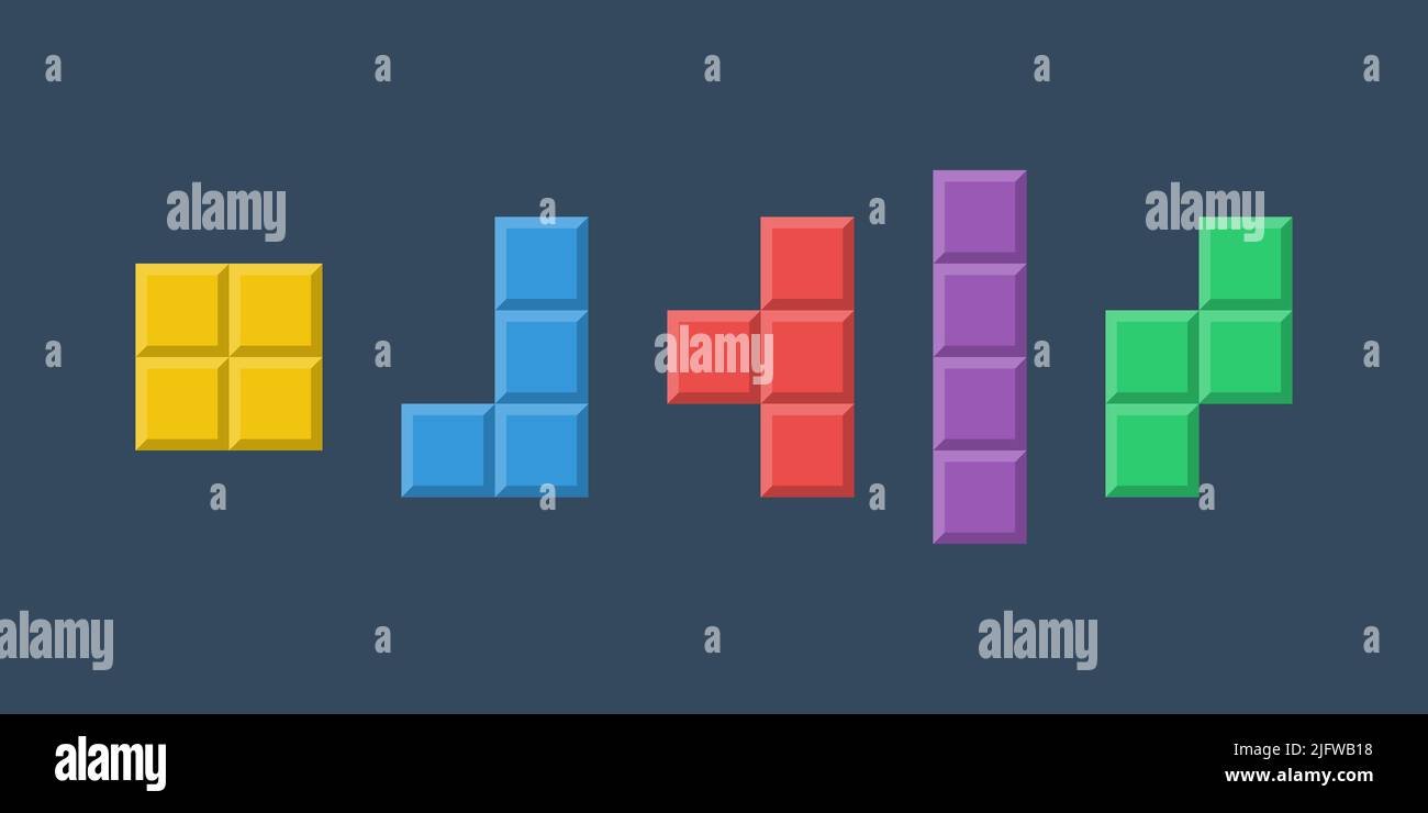 Set di simboli icona Tetris Illustrazione Vettoriale