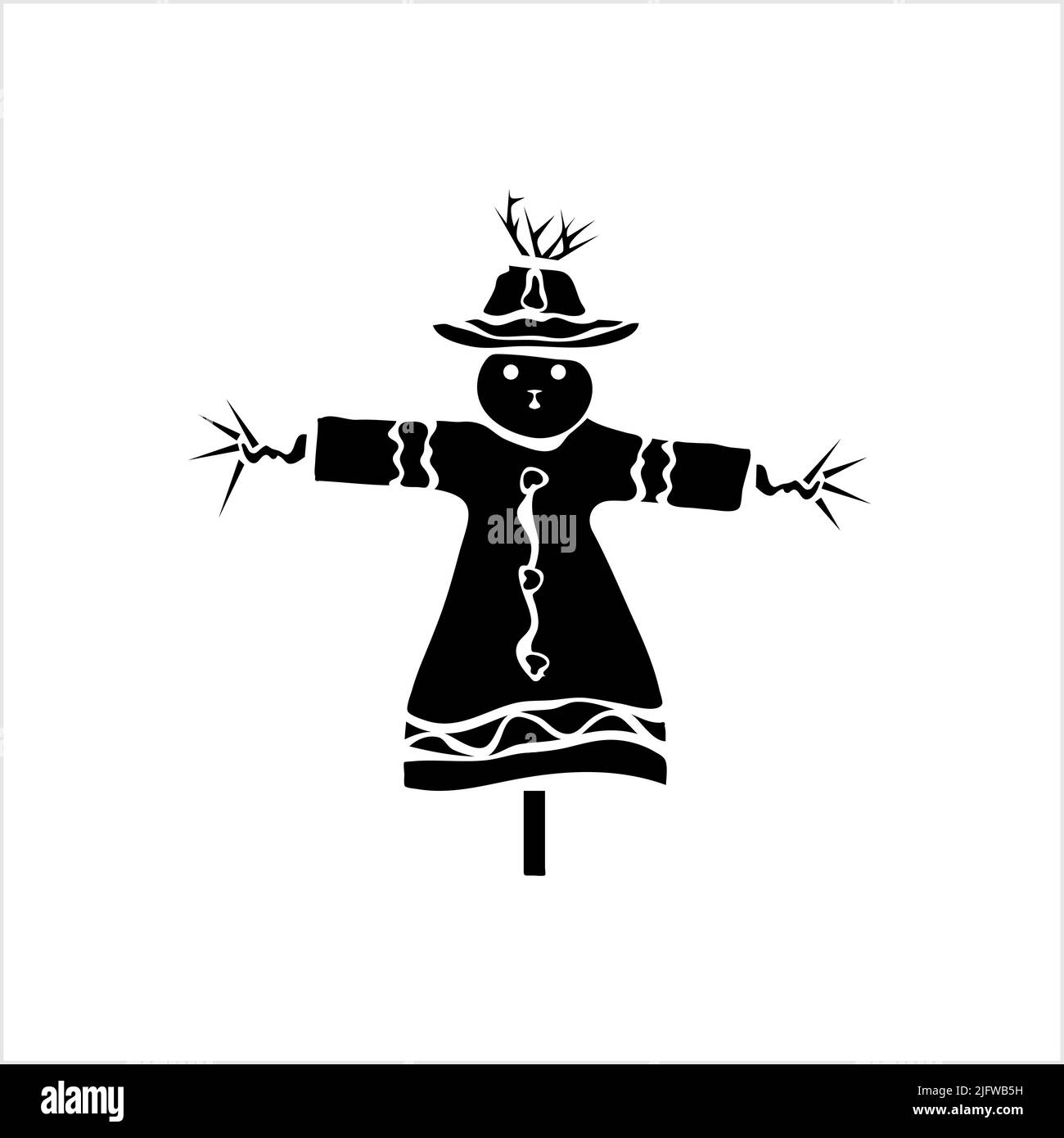 Icona di Scarecrow, Mannequin, Decoy forma di un uomo a spaventare uccelli da campi Vector Art Illustrazione Illustrazione Vettoriale
