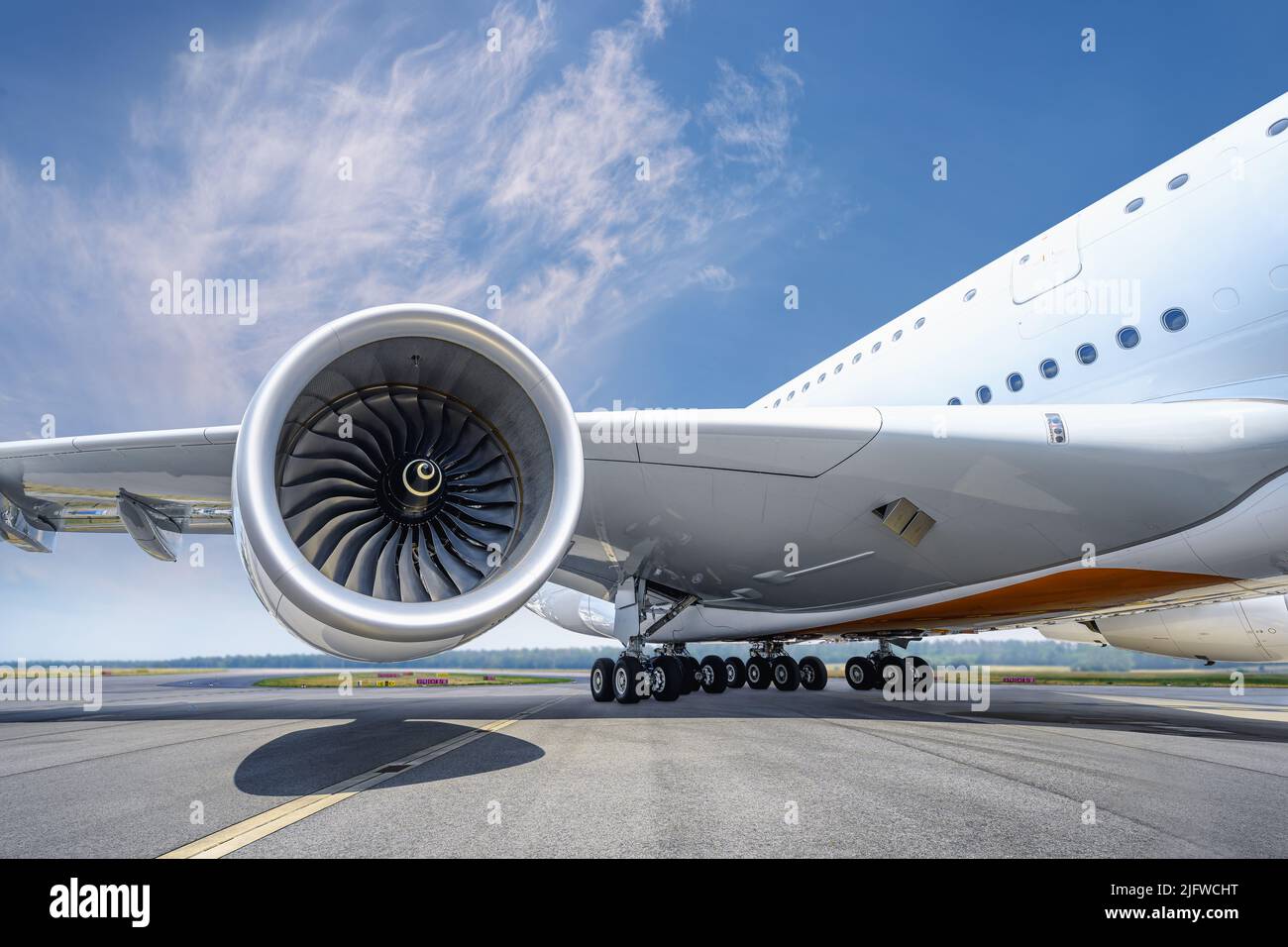 motore a getto di un moderno aereo di linea Foto Stock