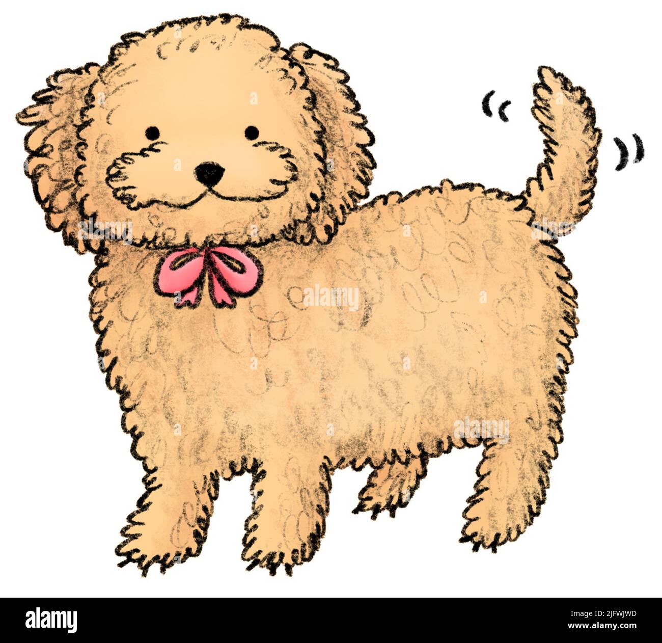 Cavapoo indossa Bow rosa illustrazione originale Foto Stock