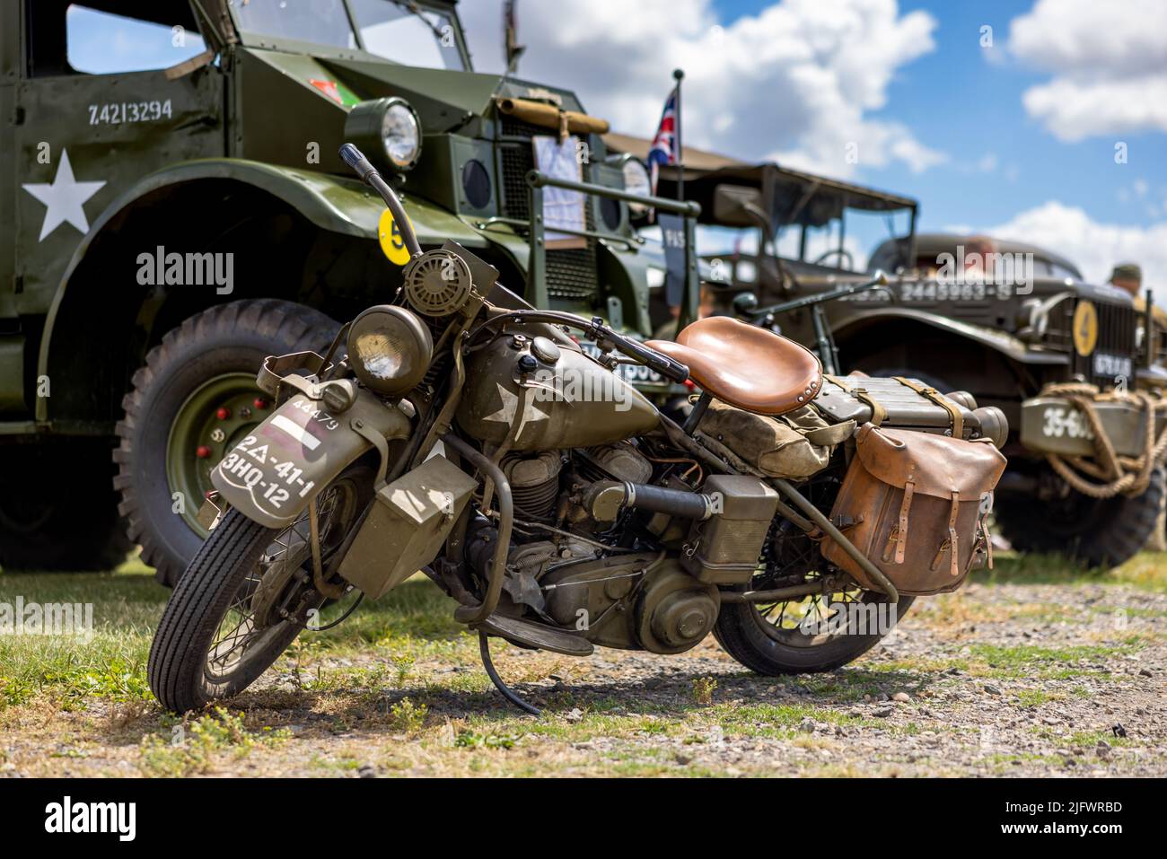 Harley-Davidson WLA 'Liberator' in mostra al Fly Navy Airshow tenutosi a Shuttleworth il 3rd luglio 2022 Foto Stock