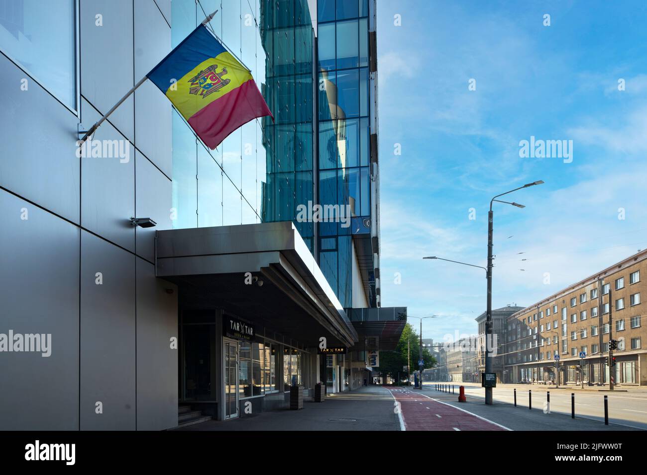 Tallinn, Estonia. Luglio 2022. Vista esterna dell'edificio dell'ambasciata moldova nel centro della città Foto Stock