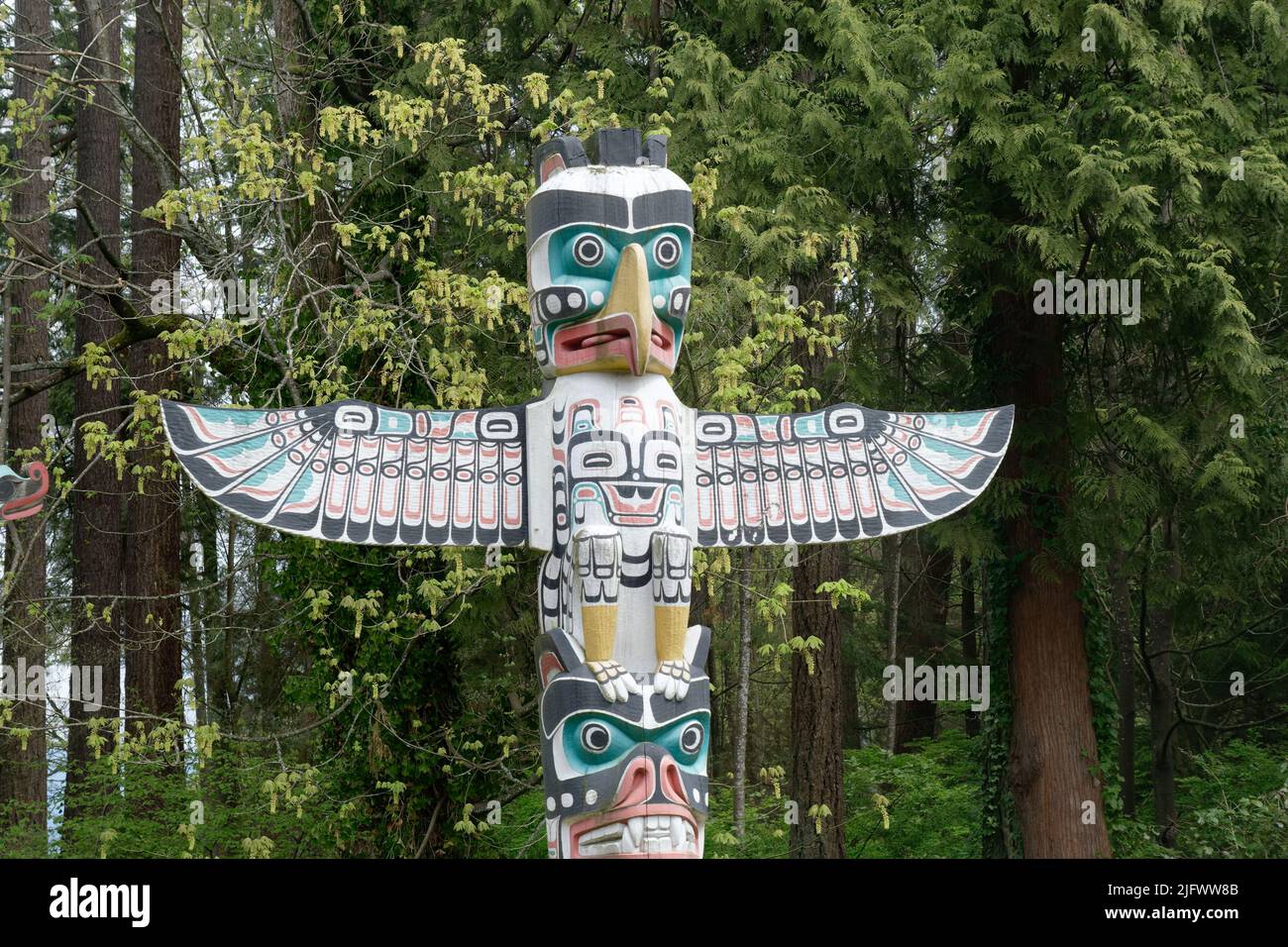 Bird Totem a Vancouver Foto Stock