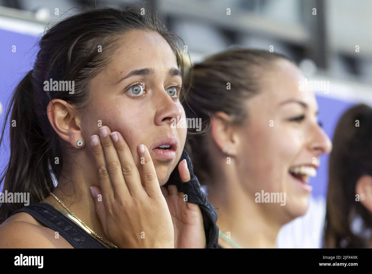 AMSTERDAM - Tyler Lench (NZL) in suspense durante la partita tra Nuova Zelanda e Inghilterra ai Campionati Mondiali di Hockey al Wagener Stadium, il 5 luglio 2022 ad Amsterdam. ANP WILLEM VERNES Foto Stock