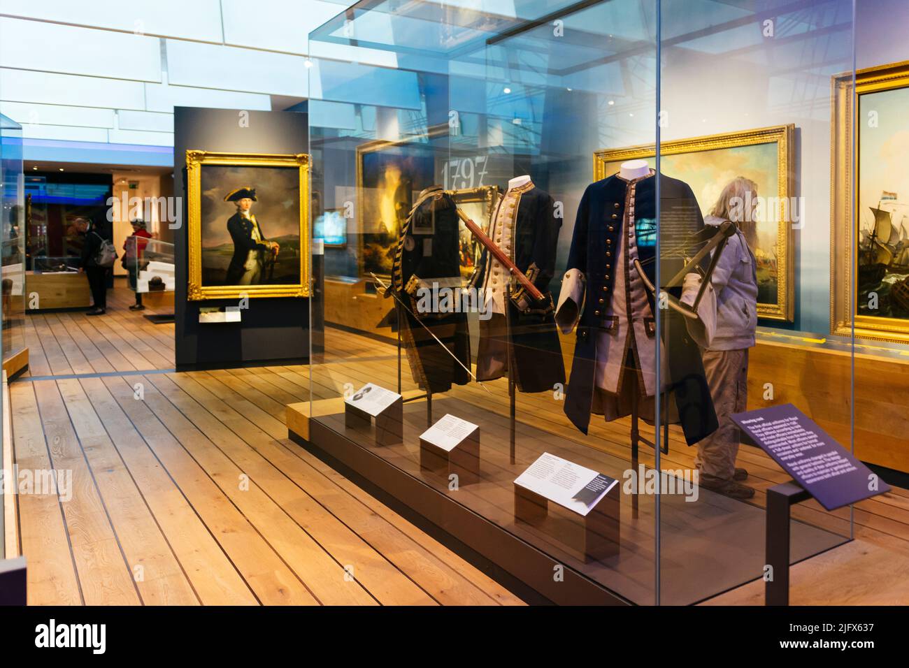 Sala espositiva. Il National Maritime Museum, NMM, è un museo marittimo a Greenwich, Londra. Fa parte del Royal Museums Greenwich, una rete di mus Foto Stock