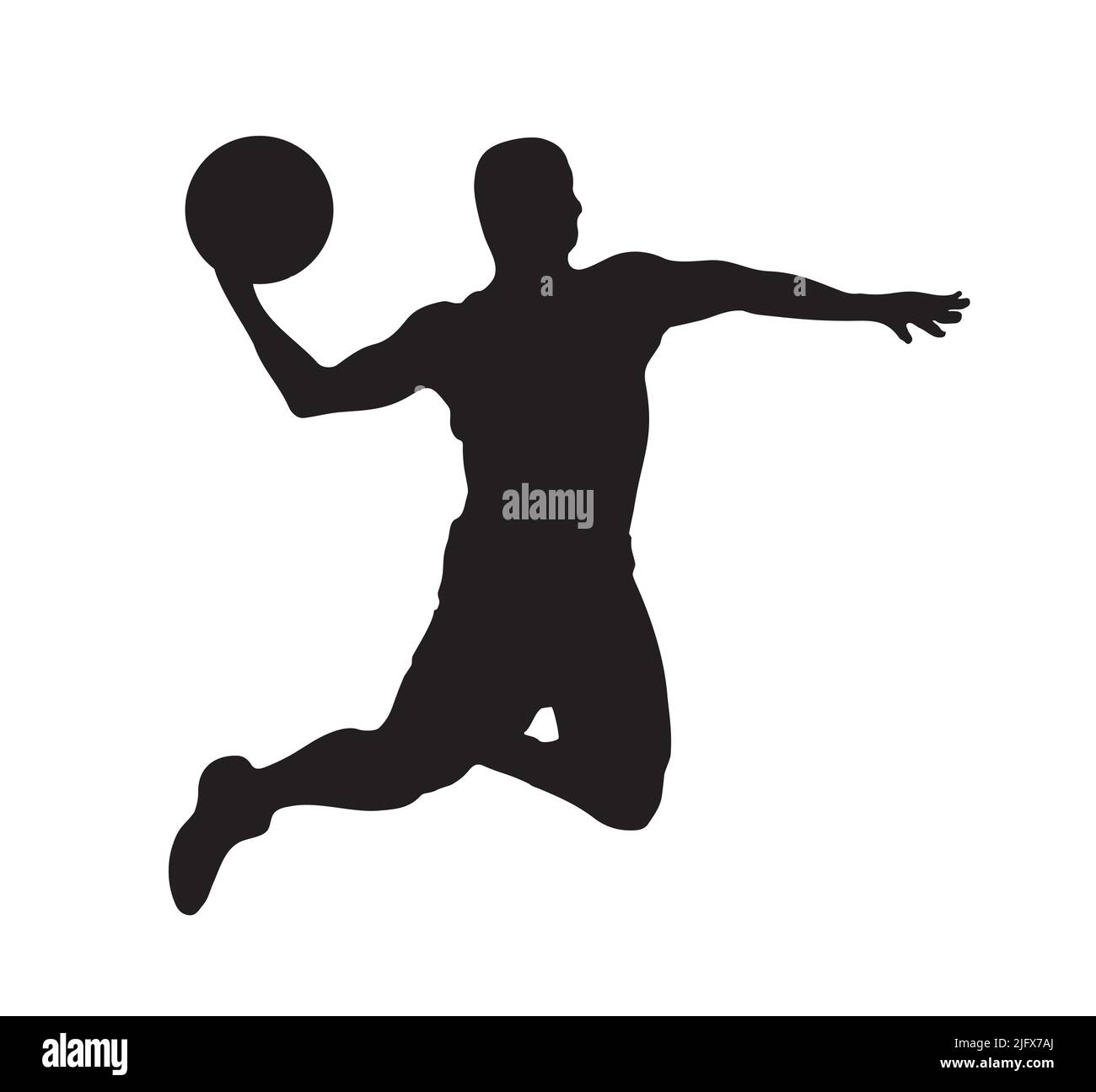 Basket Young Player Jump Silhouette Figure Illustrazione icona Sport Game Illustrazione Vettoriale