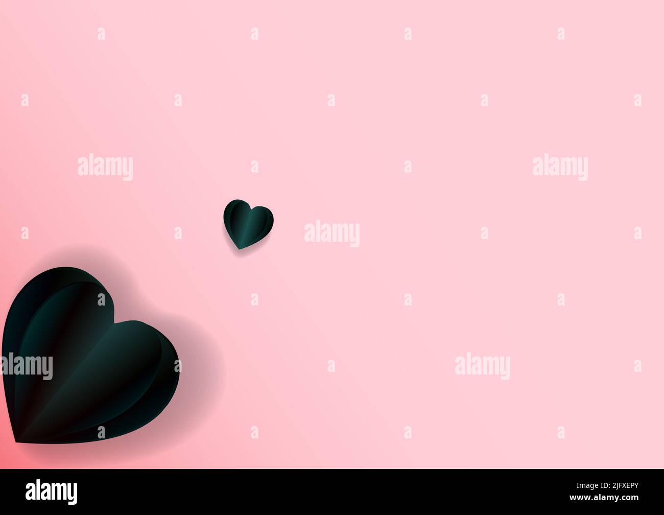 Carta a cuore nera tagliata su sfondo rosa Foto Stock