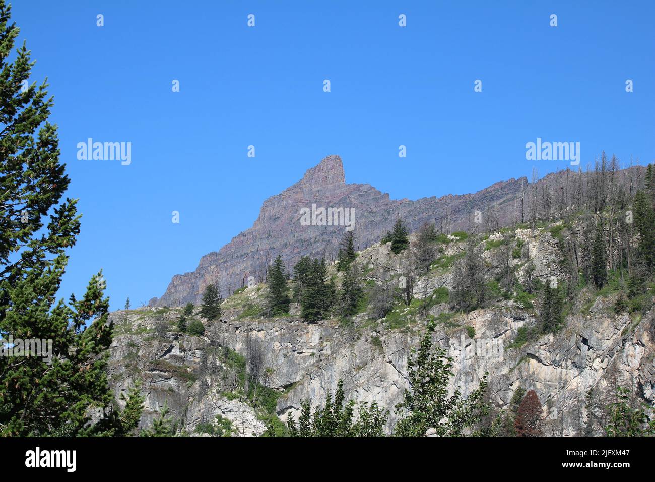 Glacier intagliato colorata cintura serie sedimentary argillite & calcare di Lewis Overtrust Orogeny, Goat Mountain, Glacier National Park, MT, USA Foto Stock