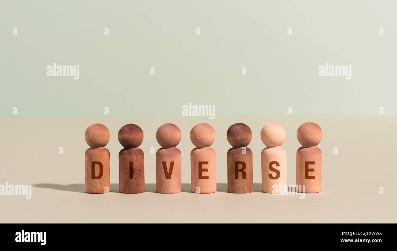 Illustrazione del concetto fotografico di diversità, inclusione e uguaglianza. Diritti umani, pari opportunità e superamento delle avversità. Unità multirazziale. Foto Stock