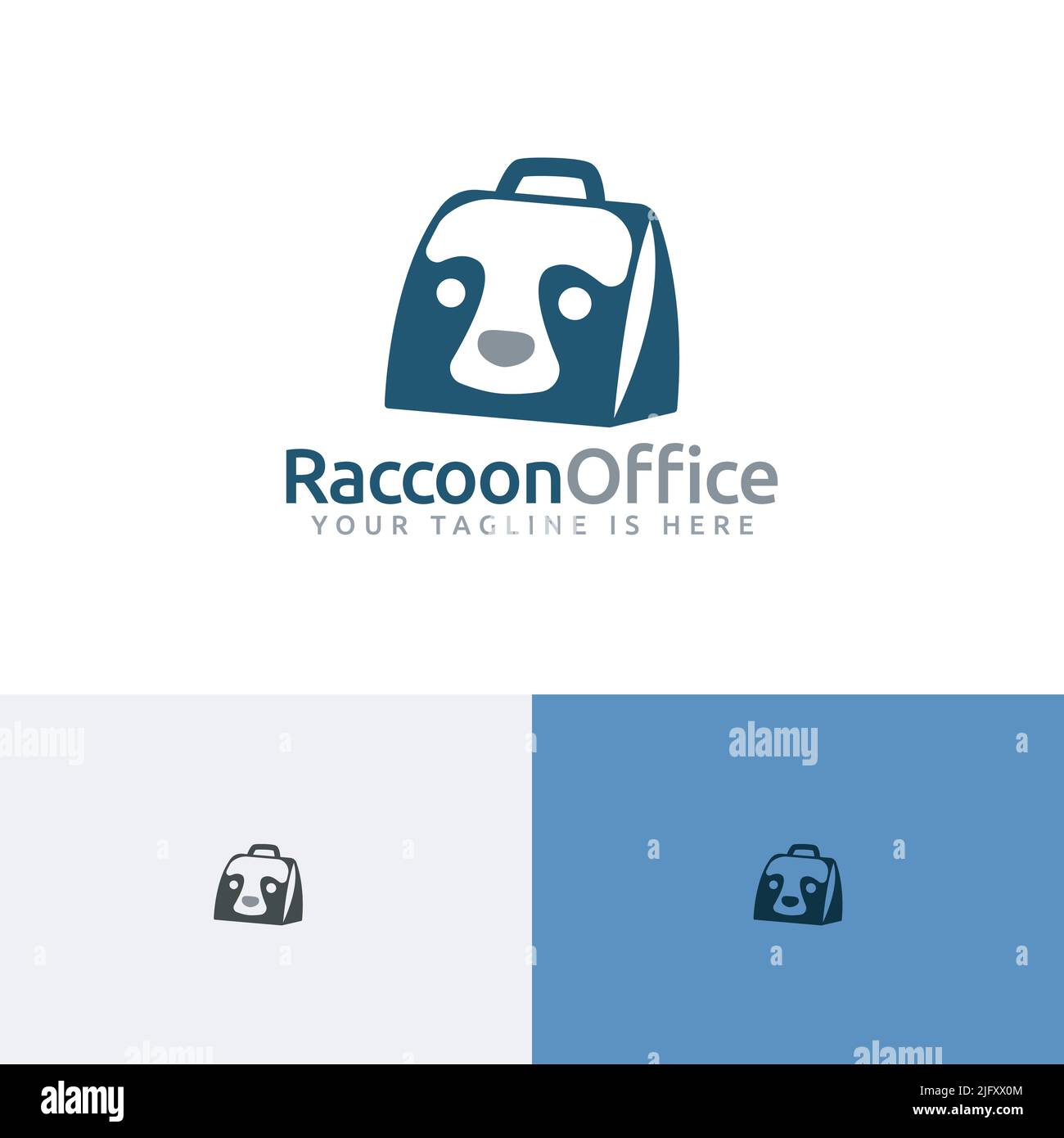 Logo aziendale Raccoon Office Work Animal Success Illustrazione Vettoriale