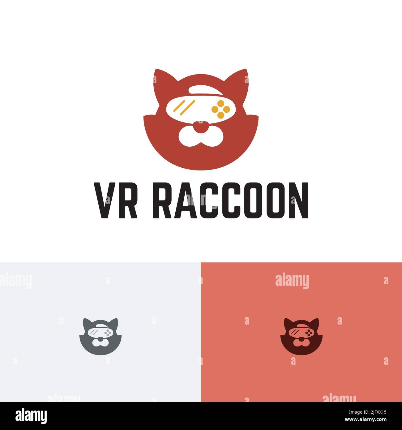 Divertente VR Glasses Game Raccoon Show Animal Logo Illustrazione Vettoriale