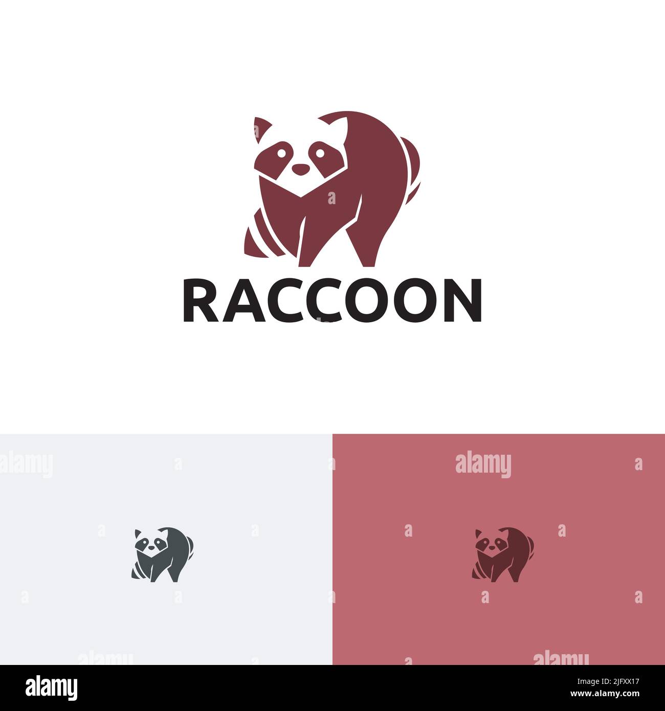 Raccoon Walking Jungle Forest Wildlife Animal Logo Illustrazione Vettoriale