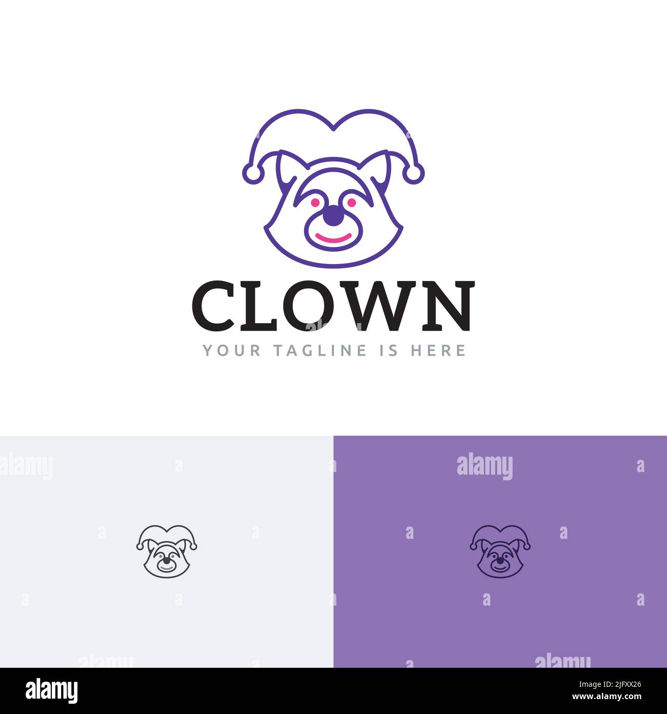 Fun Happy Clown Raccoon Show Animal Zoo Line Logo Illustrazione Vettoriale
