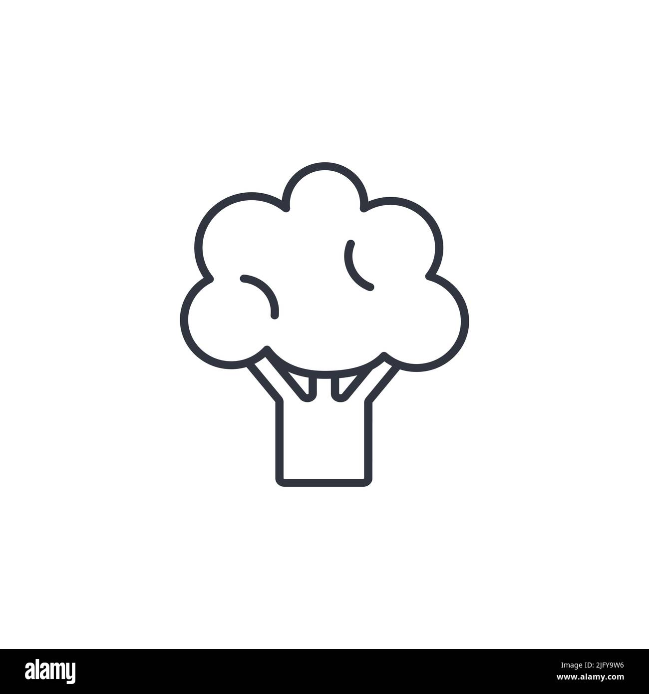 Illustrazione del vettore isolato con icona a linea di broccoli. Singolo contorno nero vegetale su sfondo bianco. Sano cibo biologico silhouette semplice Illustrazione Vettoriale