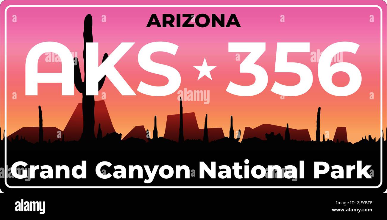 Targa di veicolo marchiatura in Arizona negli Stati Uniti d'America, targhe di automobile.numero di patente di veicolo di Stati americani differenti. Illustrazione Vettoriale