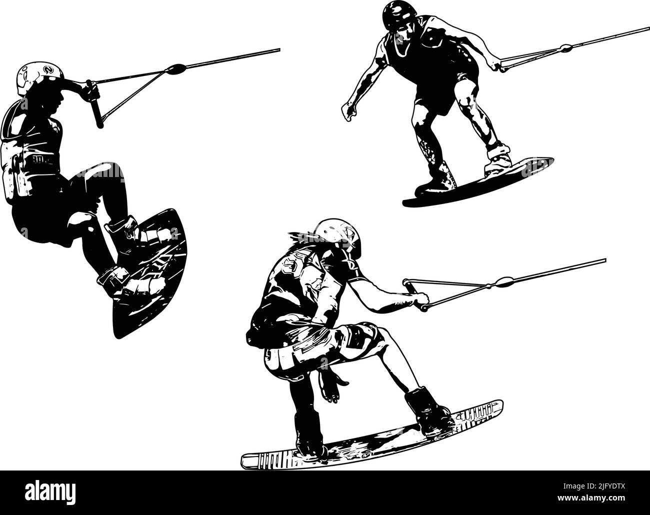 illustrazione dello schizzo di wake-boarding - vettore Illustrazione Vettoriale