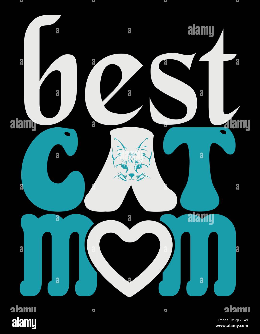 Miglior modello di t-shirt gatto mamma Illustrazione Vettoriale