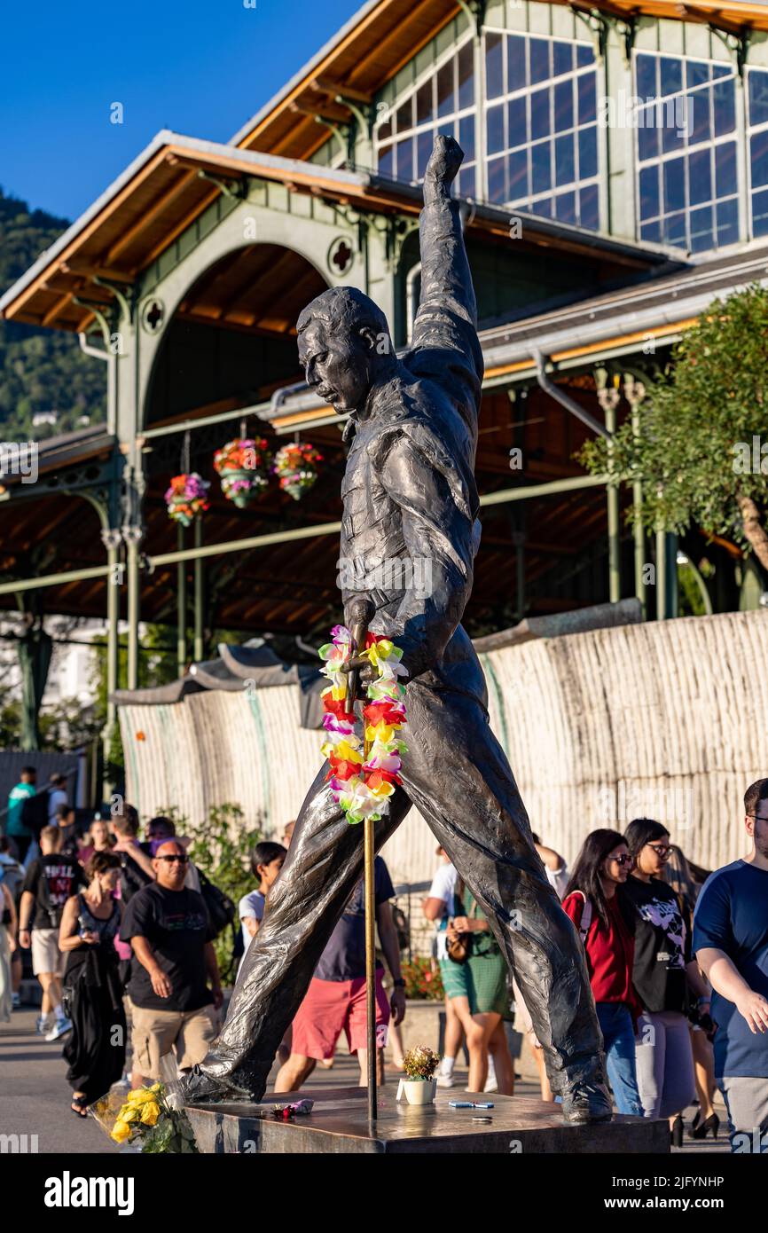 La statua di Freddie Mercury durante il Montreux Jazz Festival Foto Stock