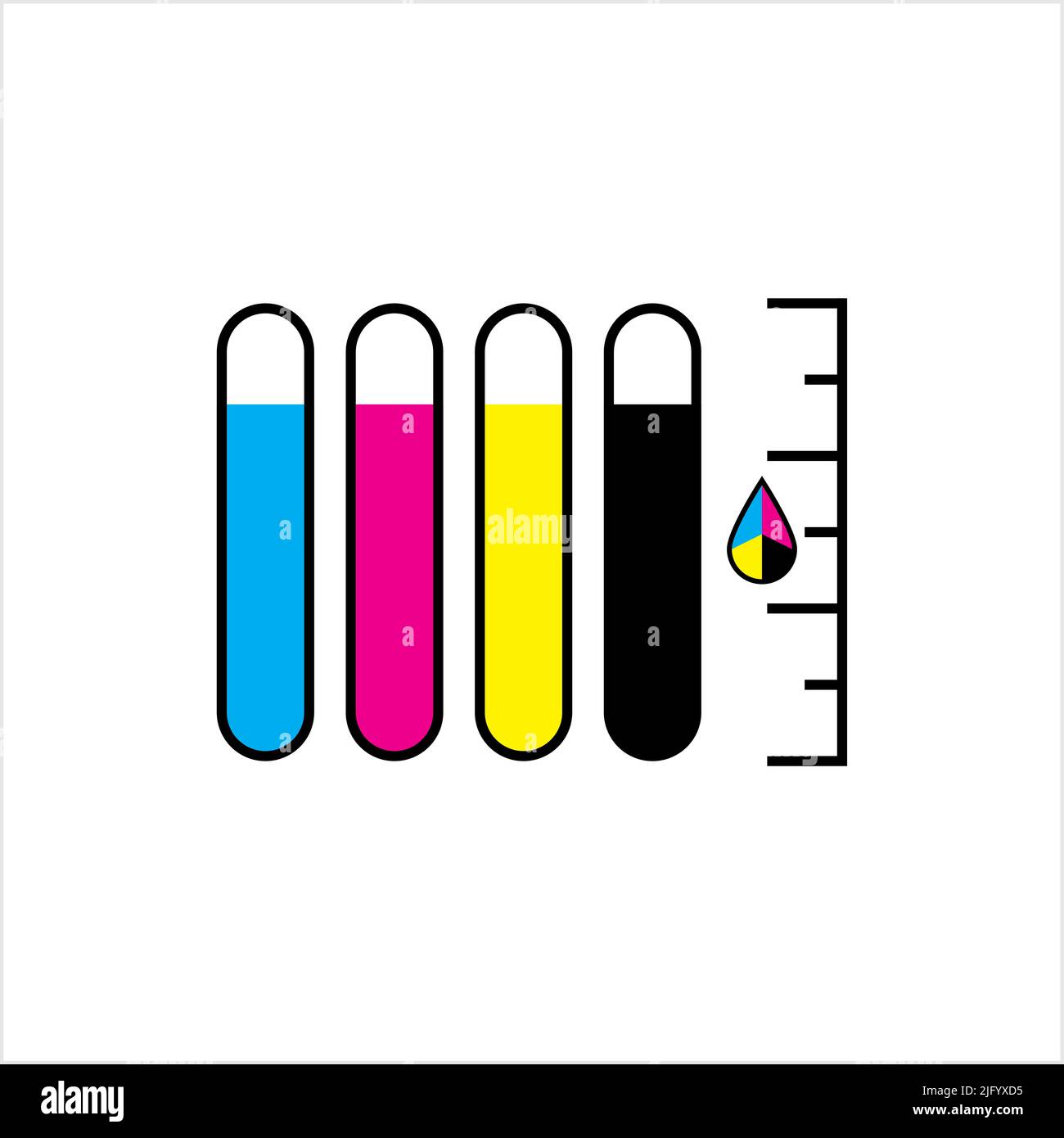 Icona del livello di inchiostro, icona del livello di liquido Illustrazione grafica vettoriale Illustrazione Vettoriale