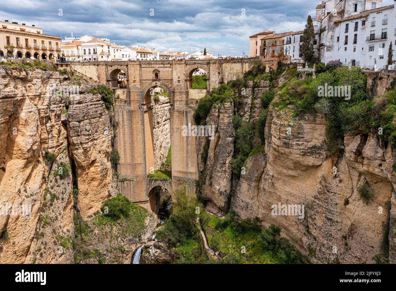 Aereo della città storica di Ronda, Andalucia, Spagna, Europa Foto Stock