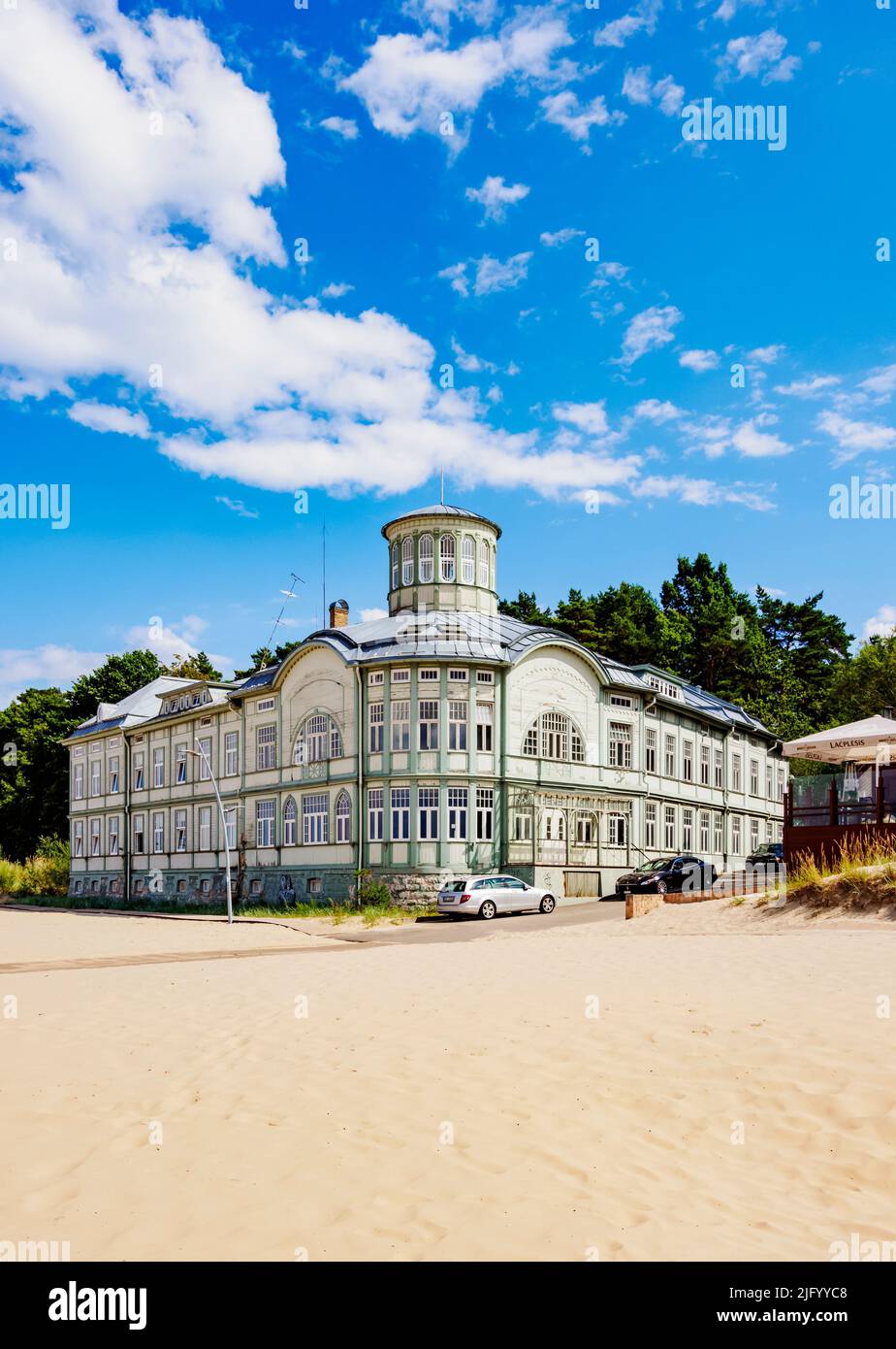 Bagno in stile Art Nouveau a Majori Beach, Majori, Jurmala, Lettonia, Europa Foto Stock