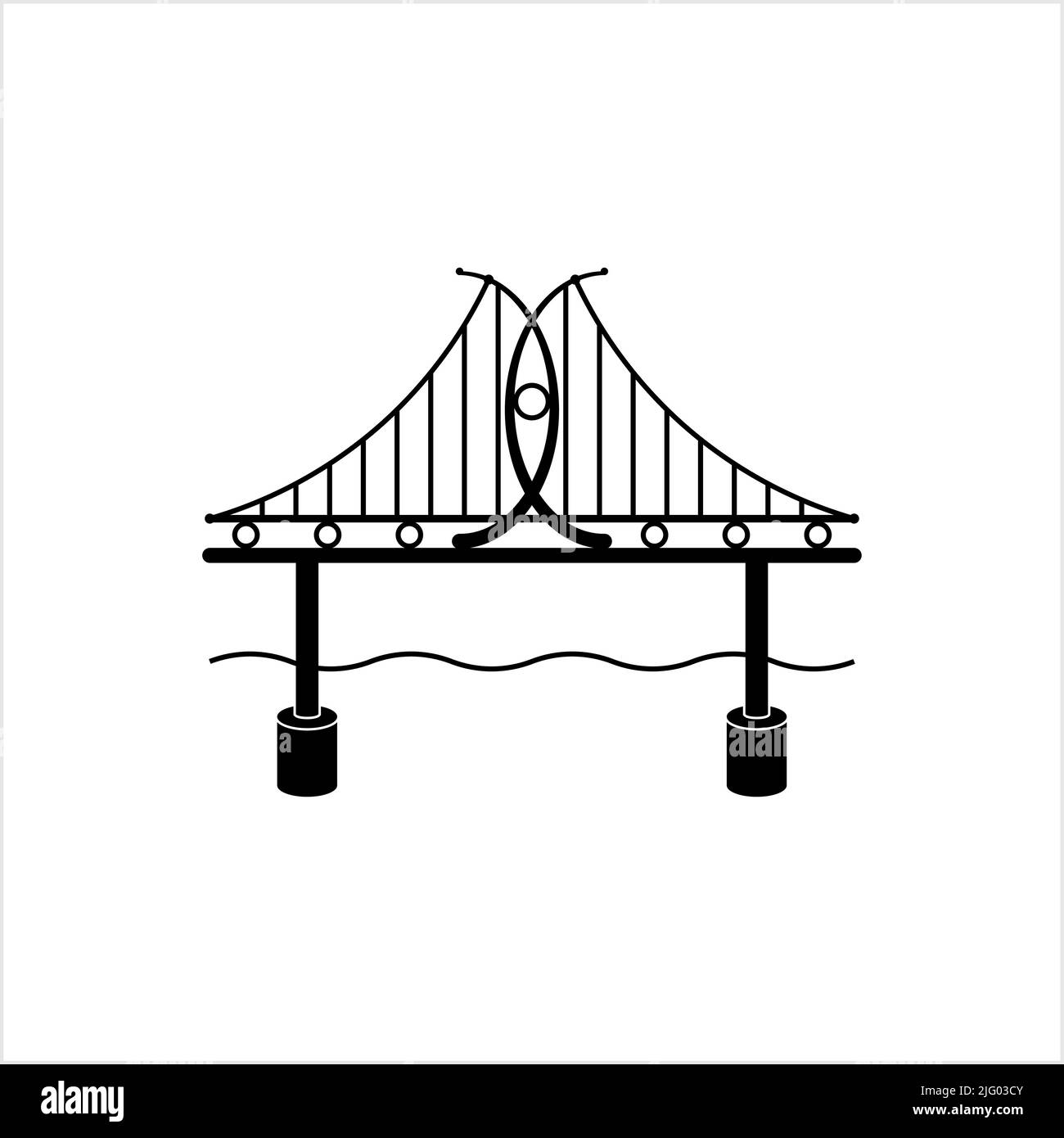 Bridge icona, struttura sopra ostacolo passaggio Vector Art Illustrazione Illustrazione Vettoriale