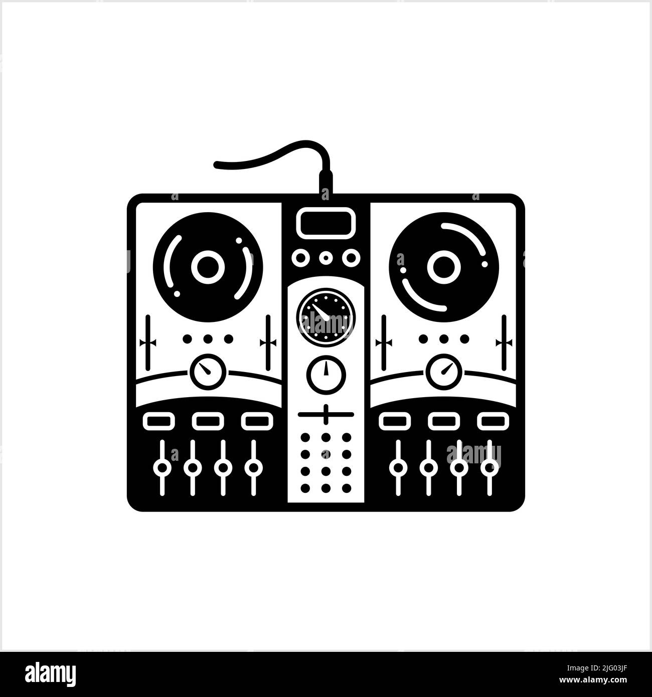 DJ Mixer icona, disco jockeys Audio Mixing Console Vector Art Illustrazione Illustrazione Vettoriale