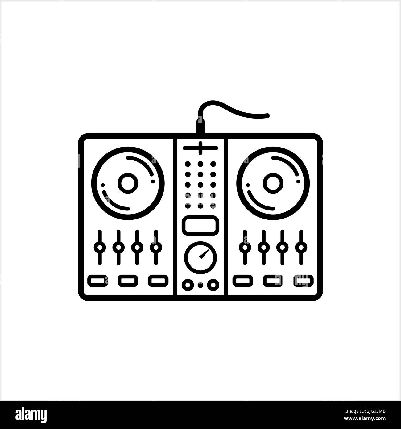 DJ Mixer icona, disco jockeys Audio Mixing Console Vector Art Illustrazione Illustrazione Vettoriale