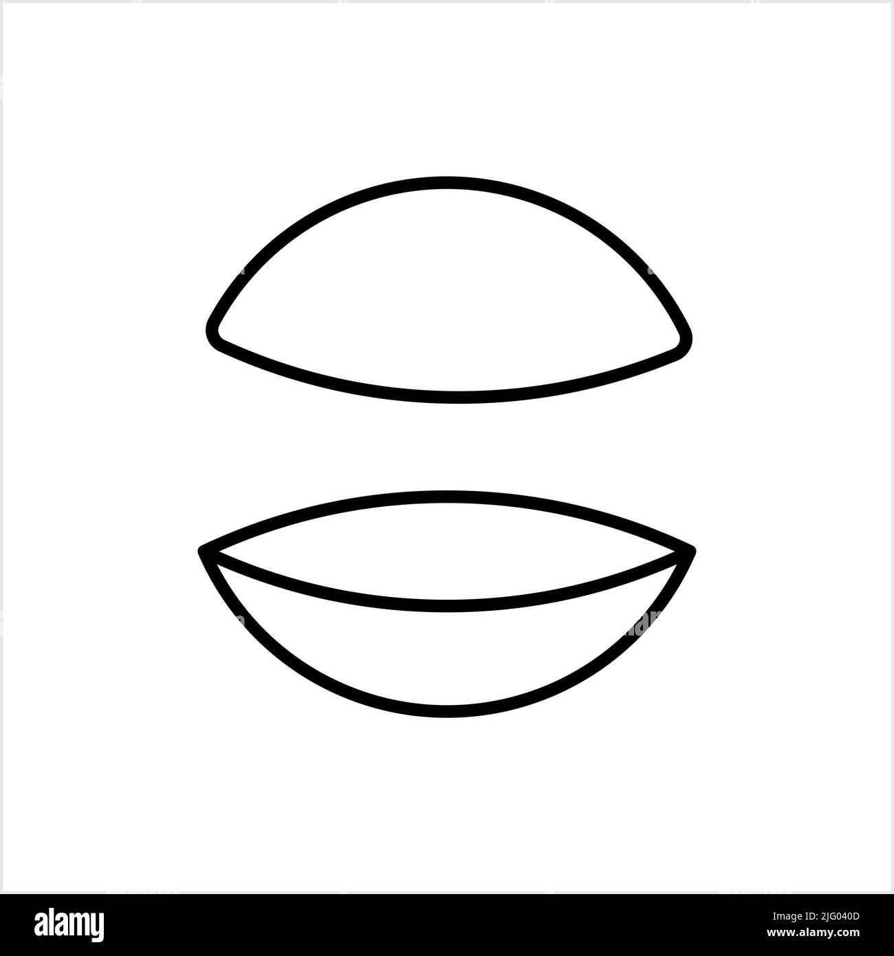 Icona lente a contatto, dispositivo protesico oculare miglioramento della visione decorazione lente sottile posizionata direttamente sulla superficie dell'illustrazione grafica vettoriale oculare Illustrazione Vettoriale