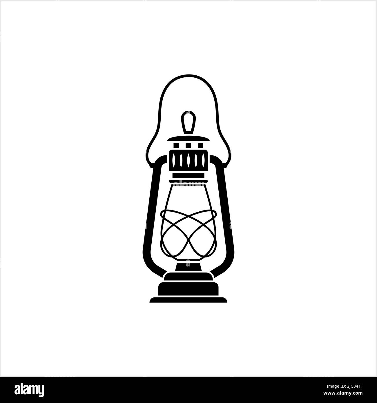Icona Kerosene Lanterna. Icona della lampada in paraffina, lampada a sorgente luminosa per combustibile liquido protetta da un'immagine grafica vettoriale in vetro o Globe Illustrazione Vettoriale
