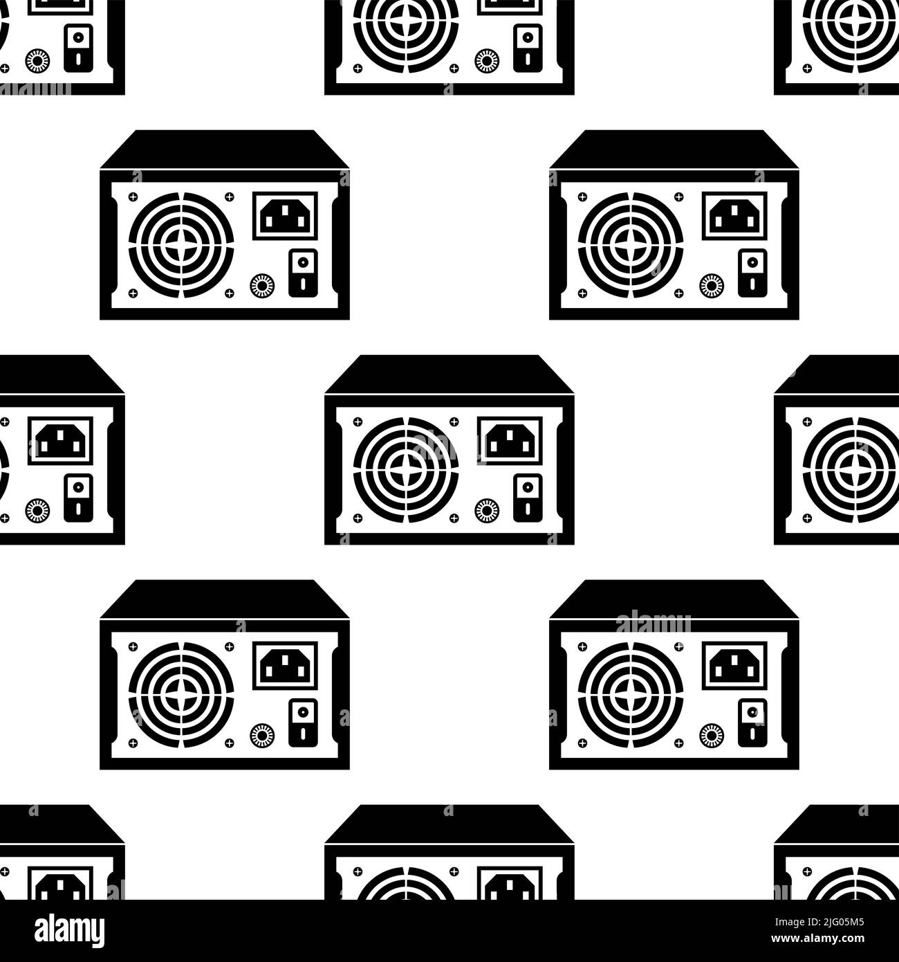 Icona dell'alimentatore modello senza giunture, alimentatore switching SMPS per computer, illustrazione Vector Art Illustrazione Vettoriale