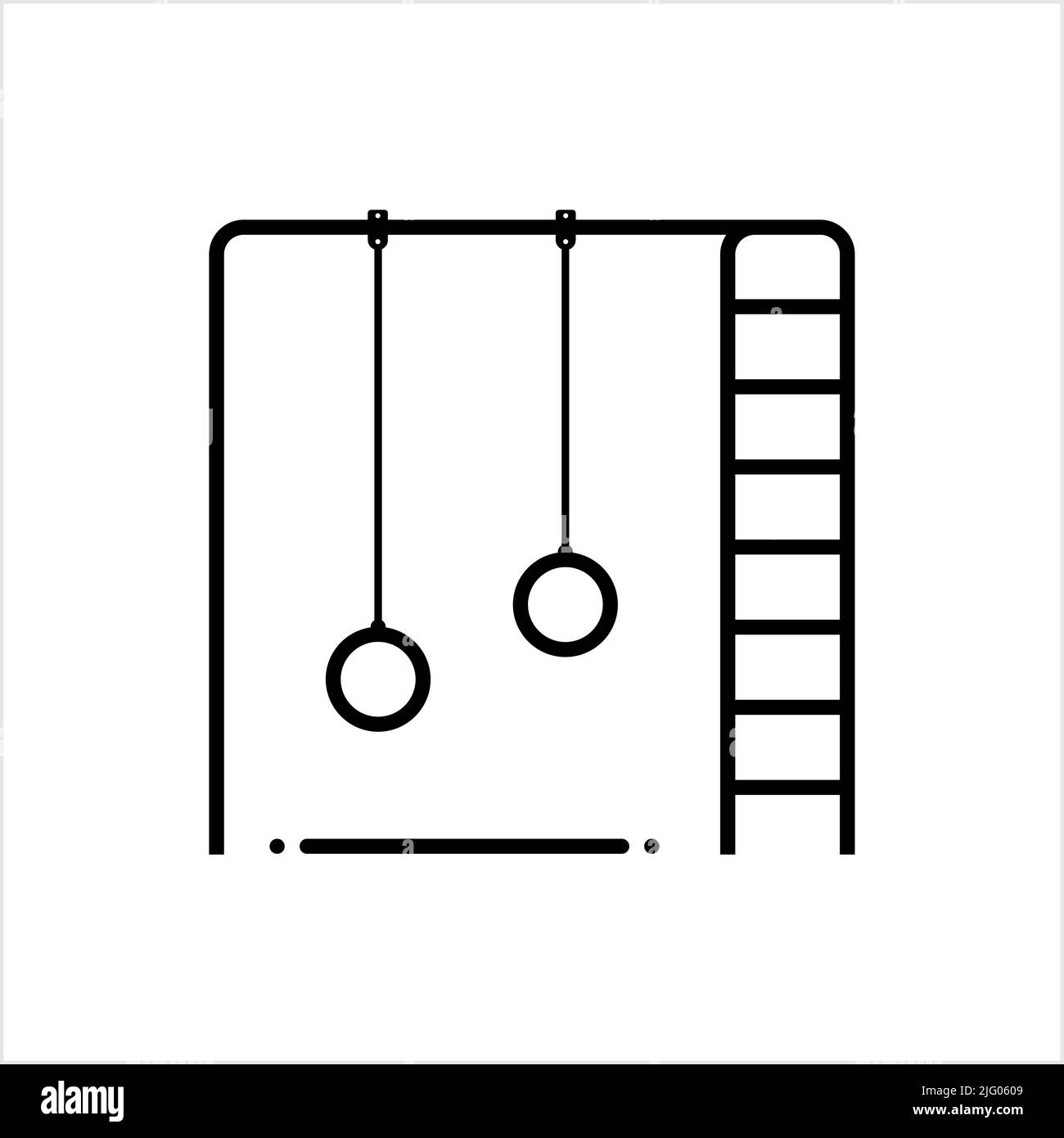 Icona di oscillazione, sedile oscillante avanti e indietro sospeso da Rope Vector Art Illustrazione Illustrazione Vettoriale