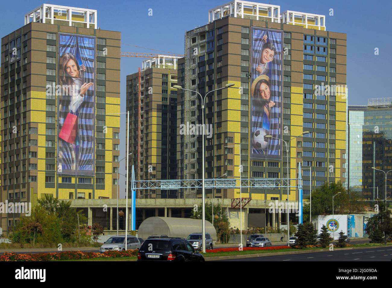 Poster pubblicitario del Tower Block High Foto Stock