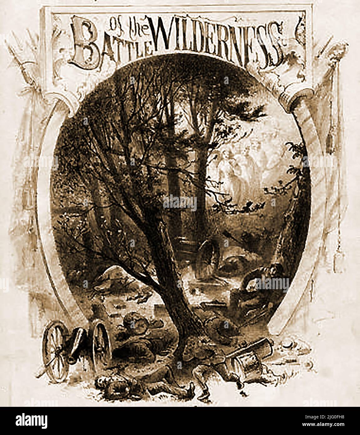 Un'impressione dell'artista primato sulle conseguenze della BATTAGLIA DELLA NATURA SELVAGGIA nella guerra civile americana (5th–7th maggio 1864) Foto Stock