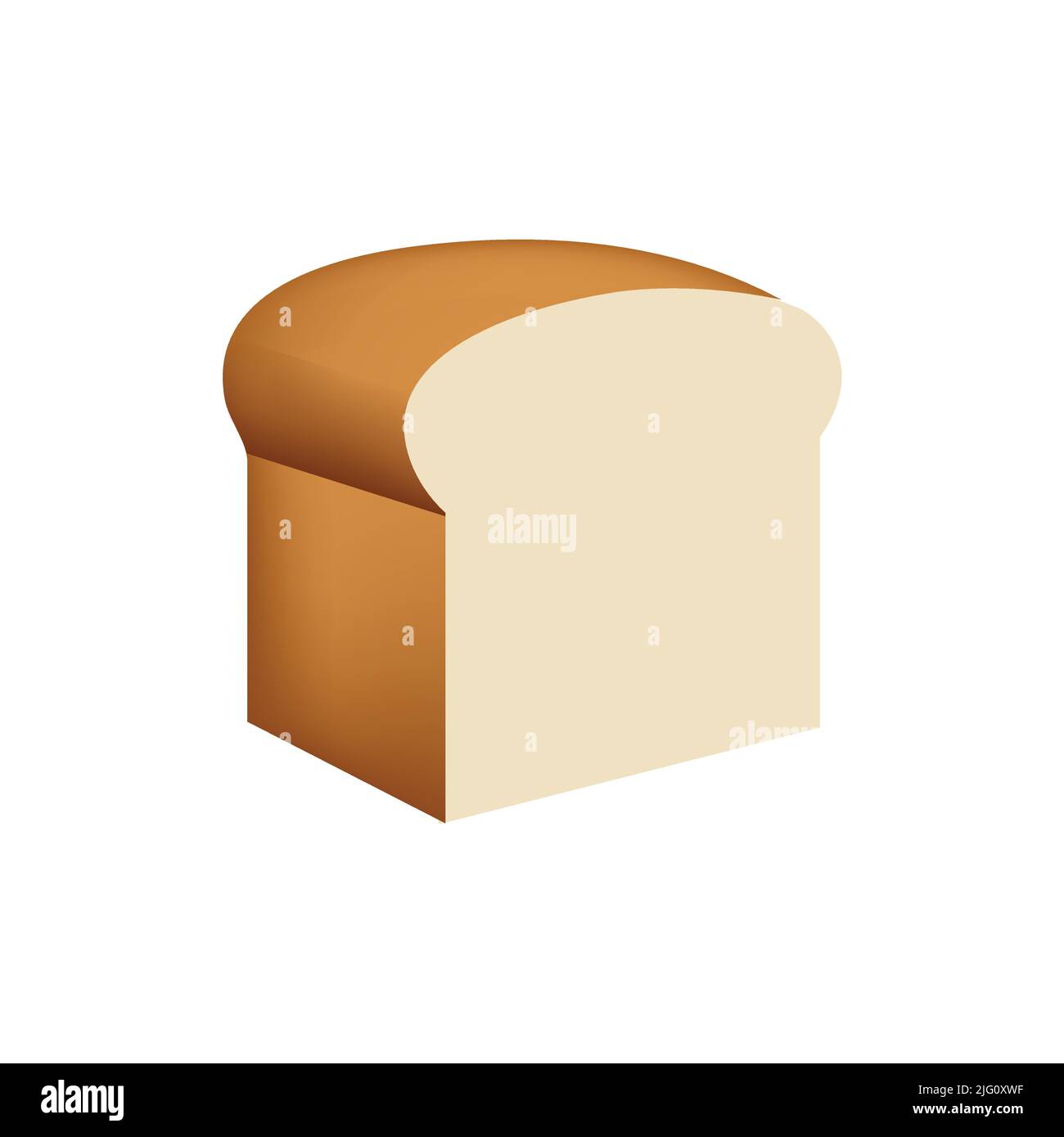 Il filone vettore isolato di pane bianco o di grano emoji icona, come prima è affettato per toast o sandwich. Icona del piano del vettore pane. Illustrazione Vettoriale